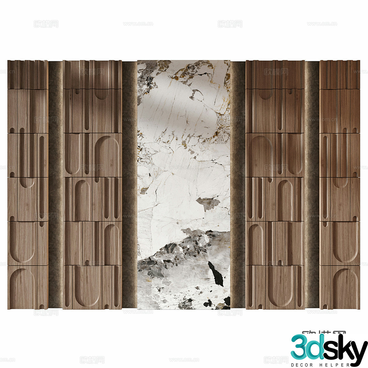 New Chinese style light luxury sofa background wall 3D model