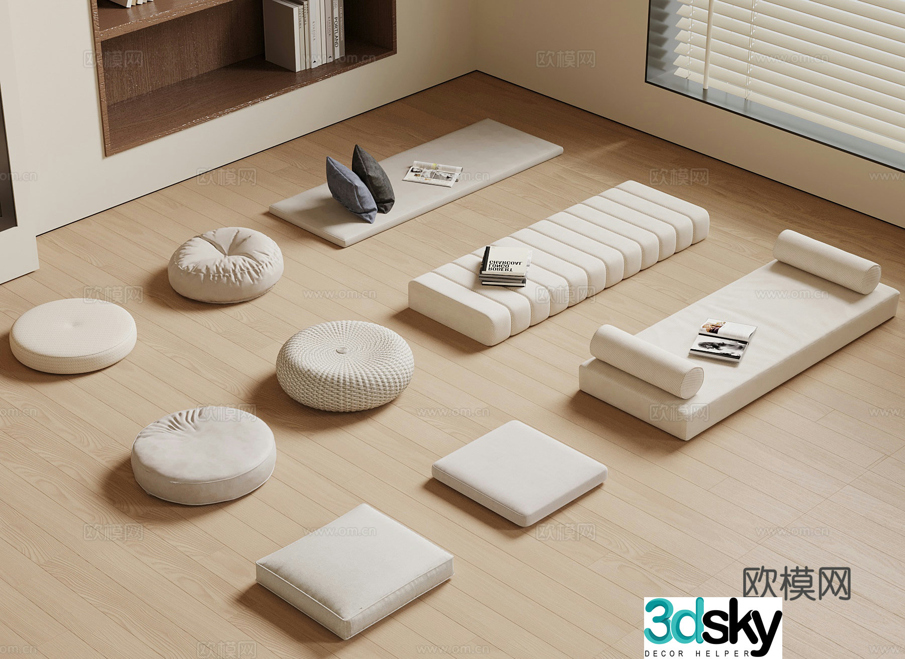 New Chinese style cushion yoga mat 3d model