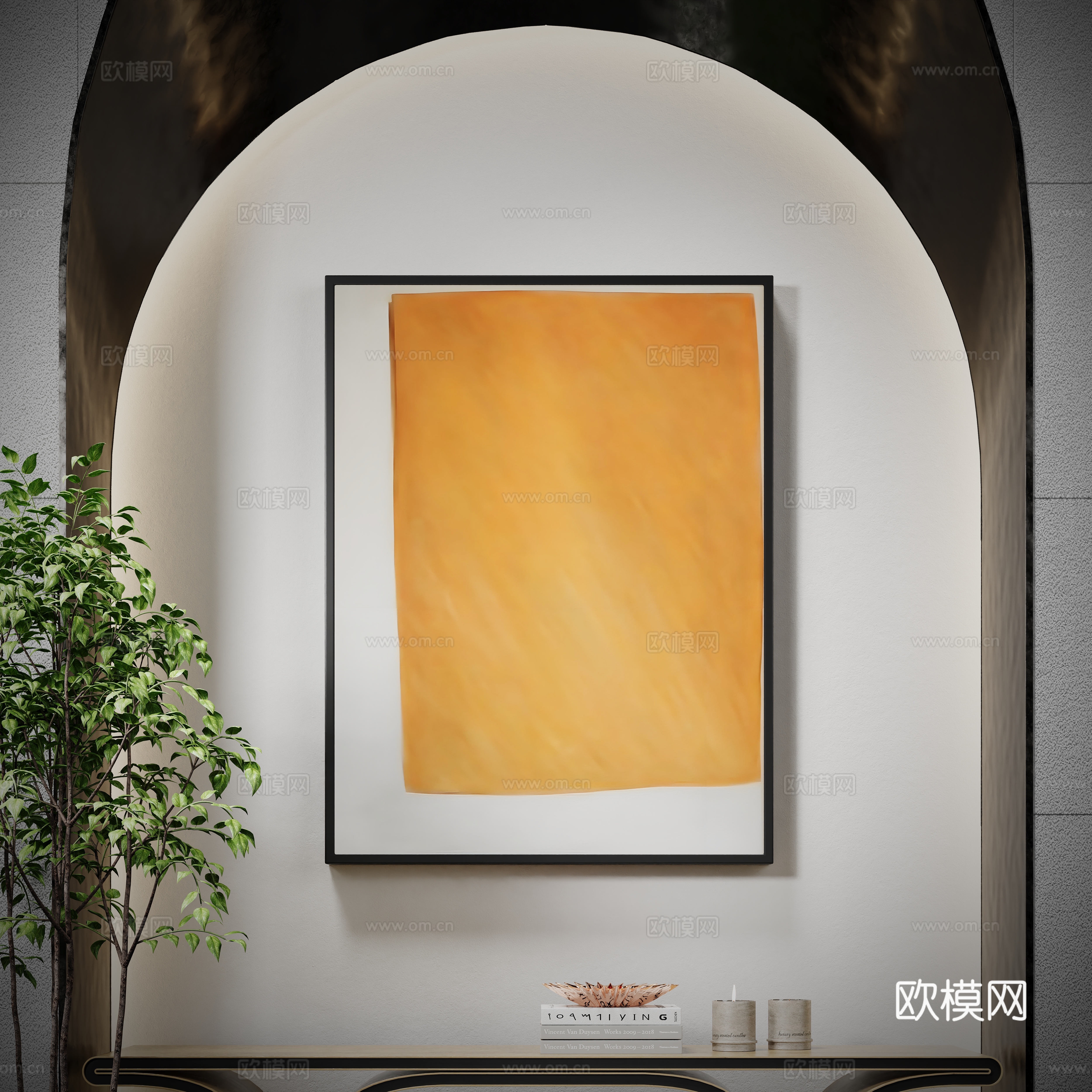 Modern art abstract color block hanging painting 3d model