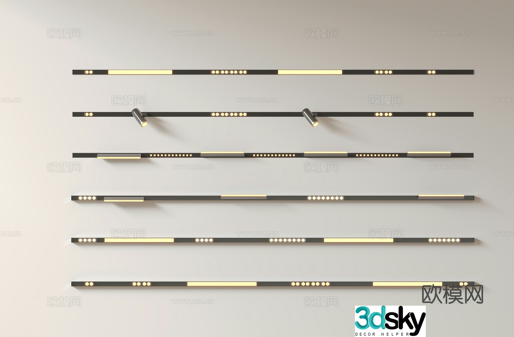 Modern minimalist downlight spotlight magnetic track spotlight surface-mounted steering spotlight line lamp embedded 3D model