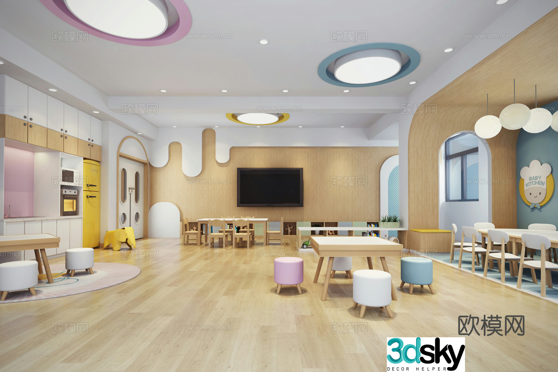 Kindergarten childcare classroom activity classroom children’s class classroom 3D model