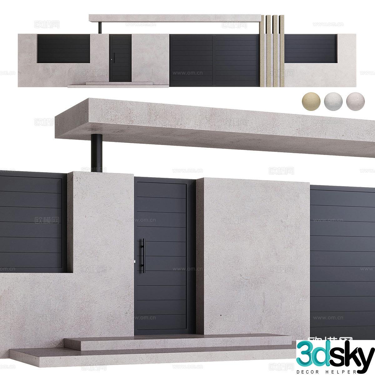 Modern Italian minimalist fence fence fence 3d model
