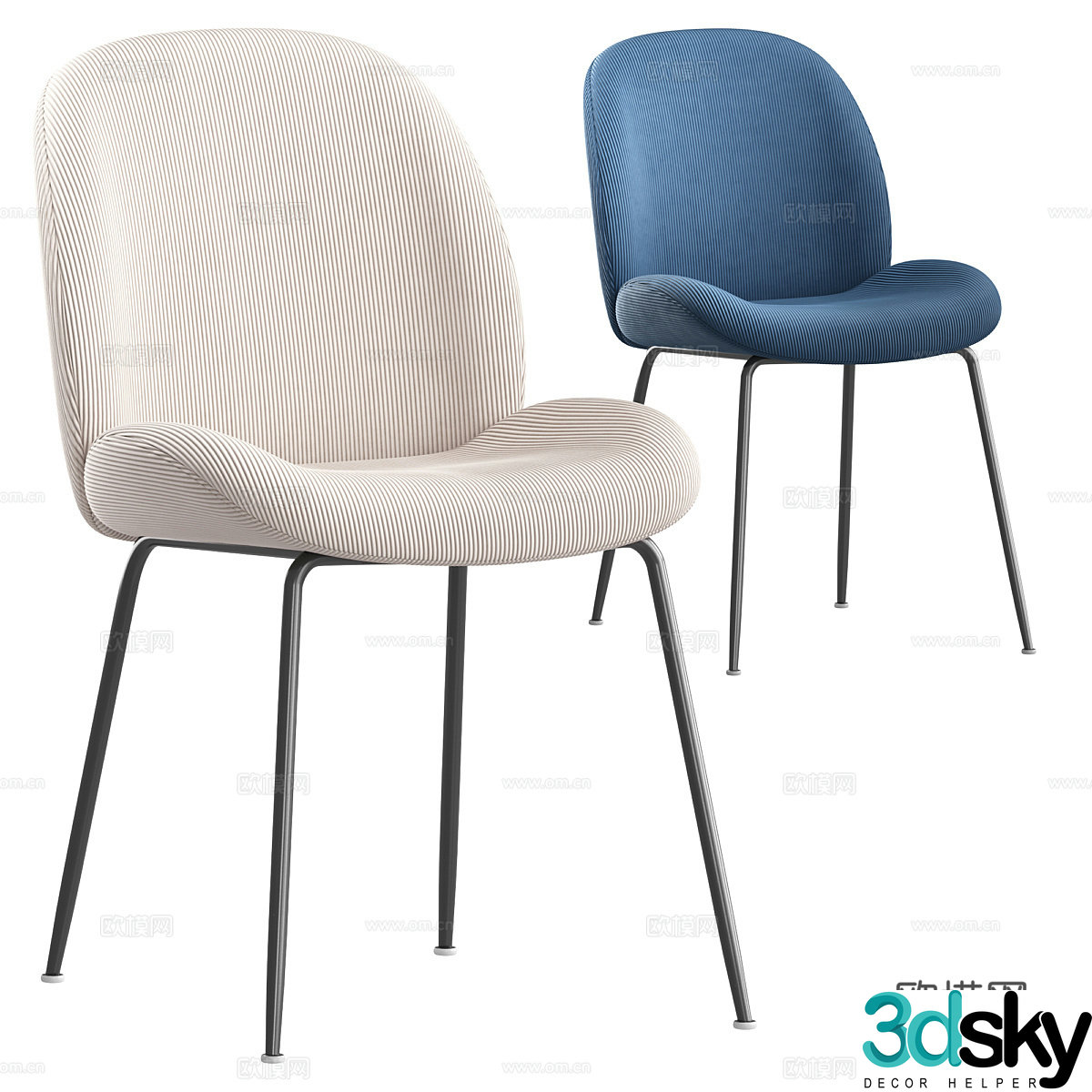 Modern minimalist Beetle StoolGroup chair 3d model