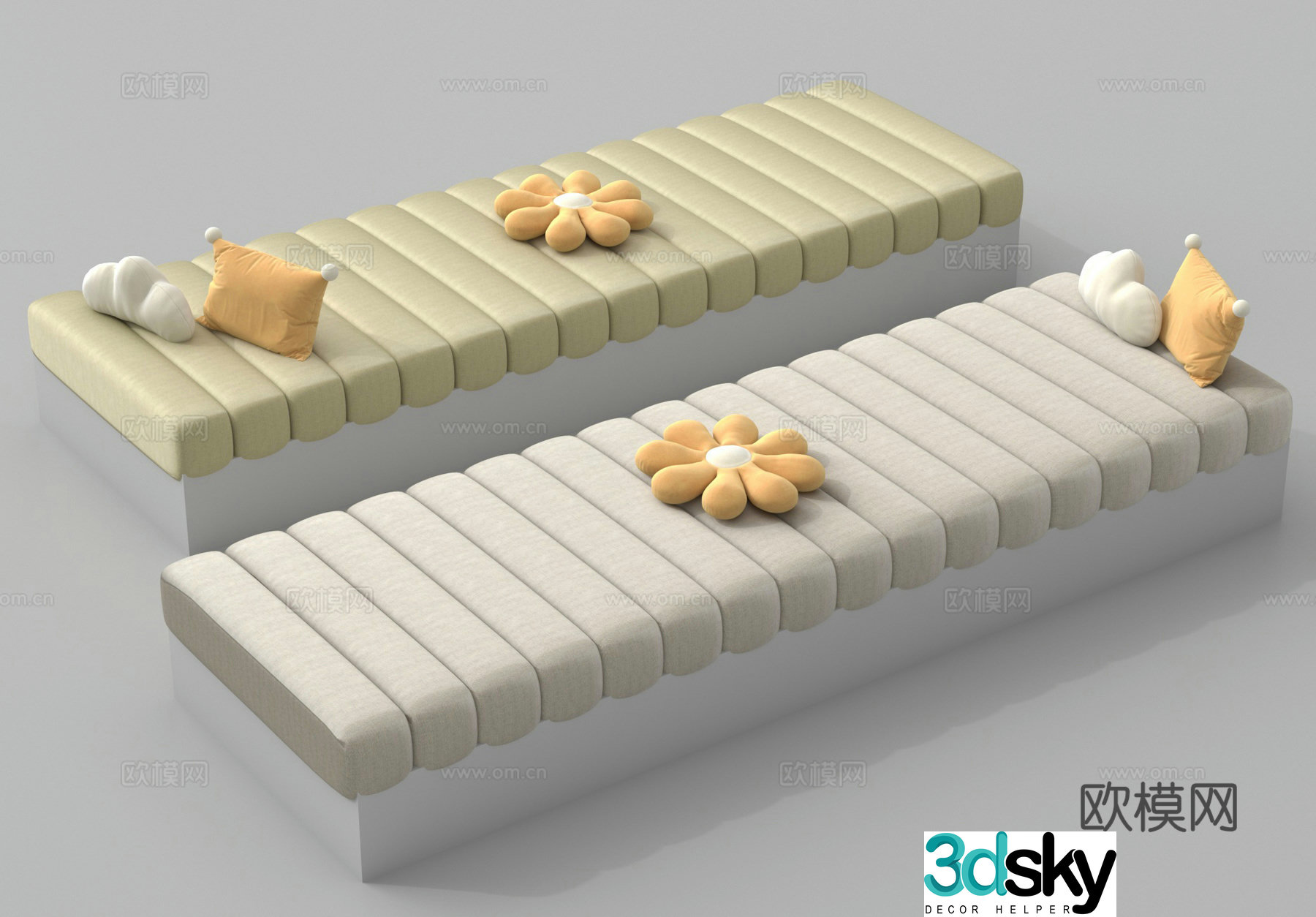 mat bay window cushion pillow 3d model