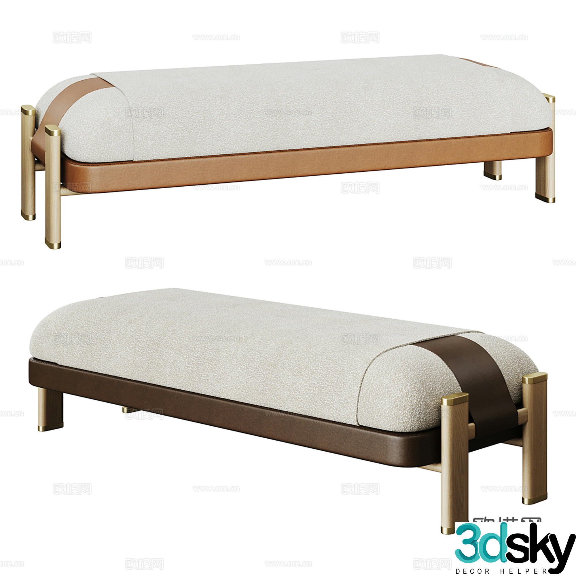 Modern sofa stool low stool bench tail stool 3d model