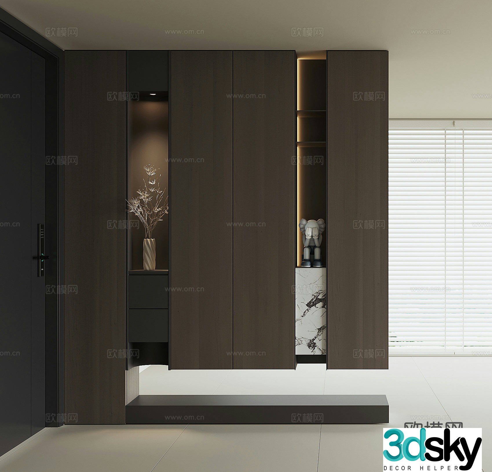 Modern home entrance shoe cabinet 3D model