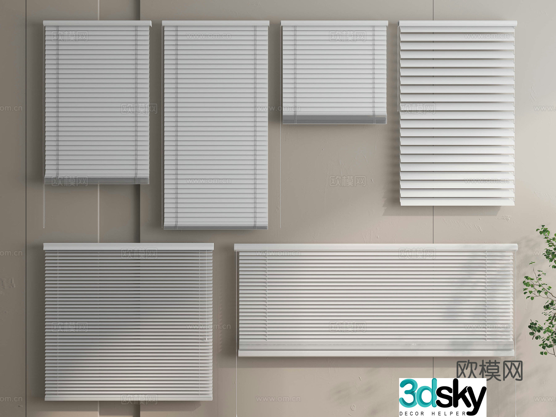 Modern venetian blinds curtains roller blinds pull curtains blackout blinds 3D model