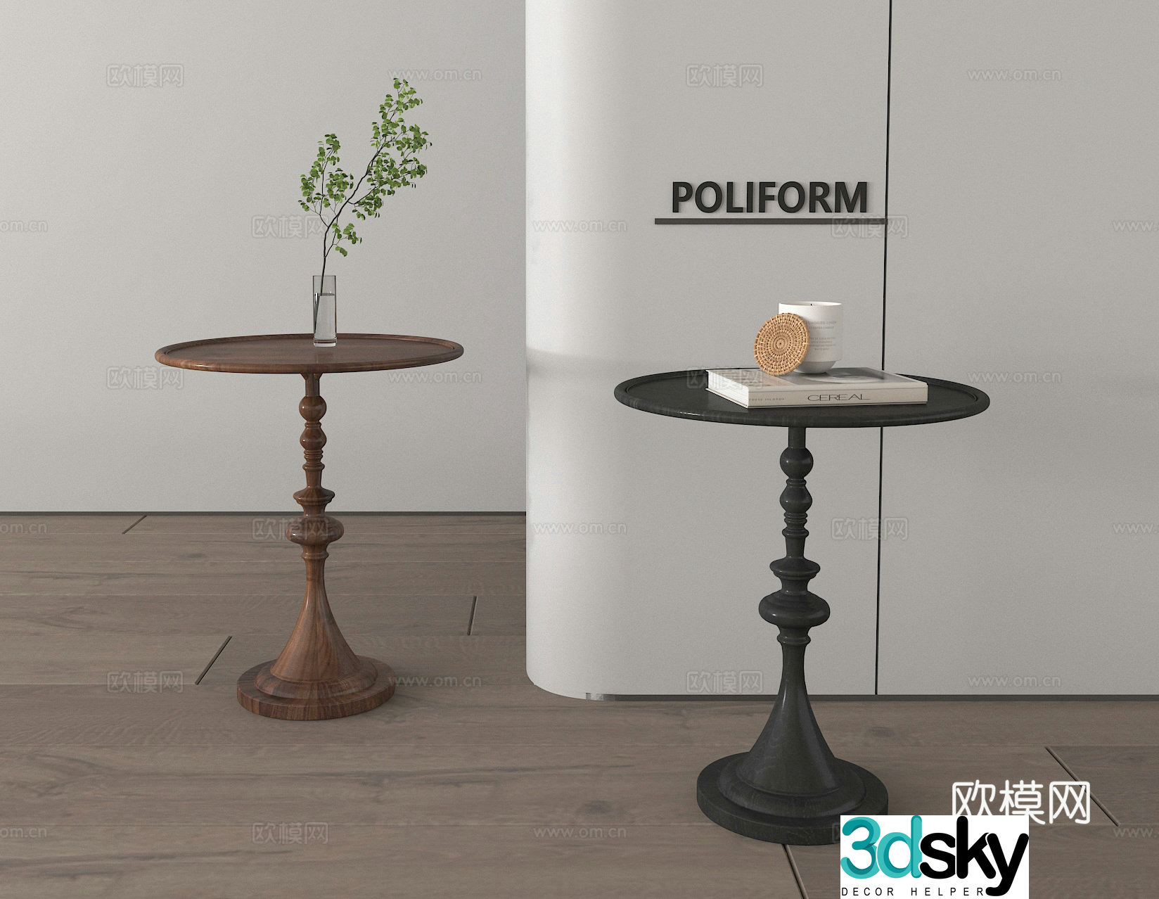 Coffee table side table corner table flower art book 3d model