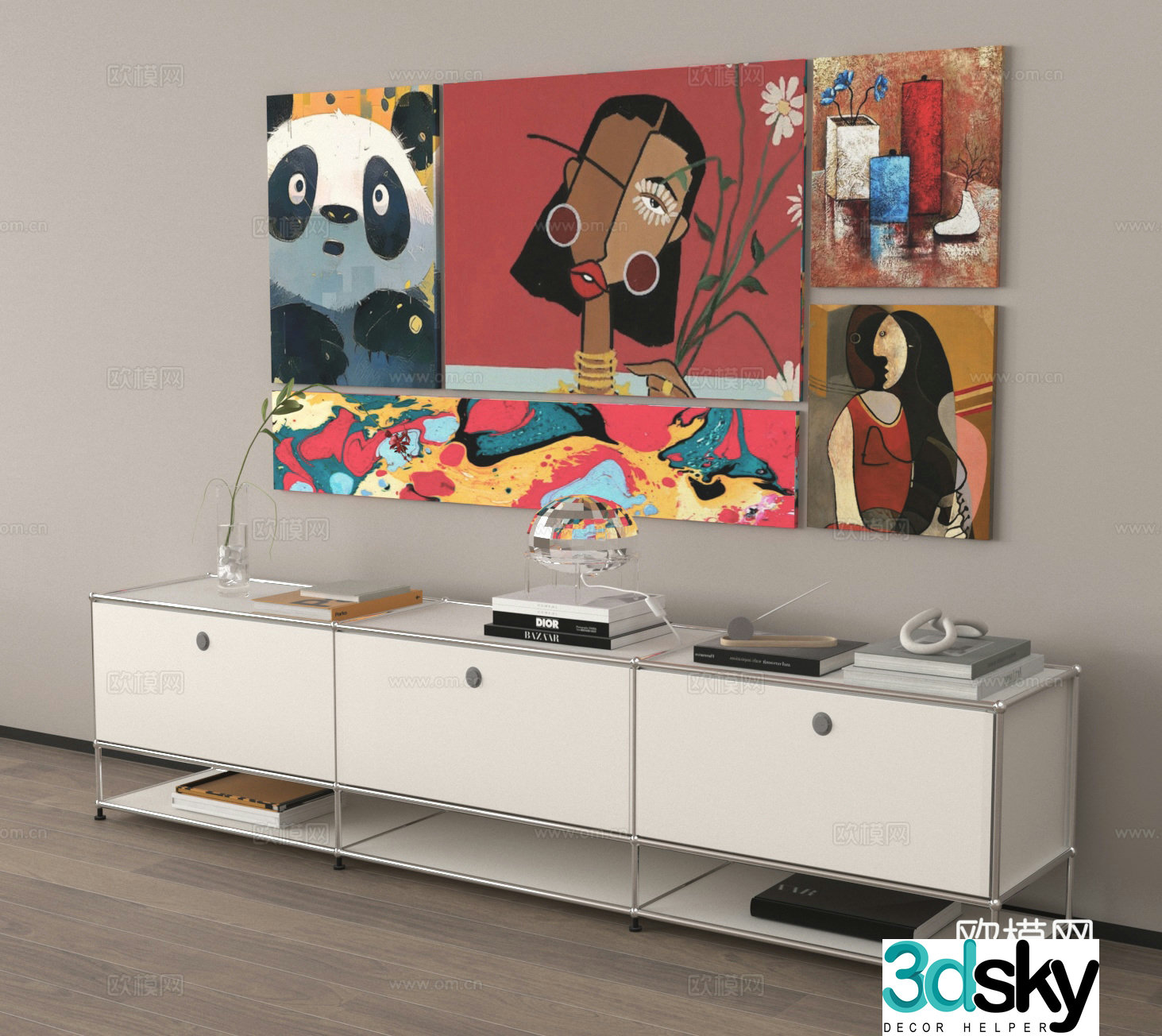 TV cabinet decorative painting 3d model