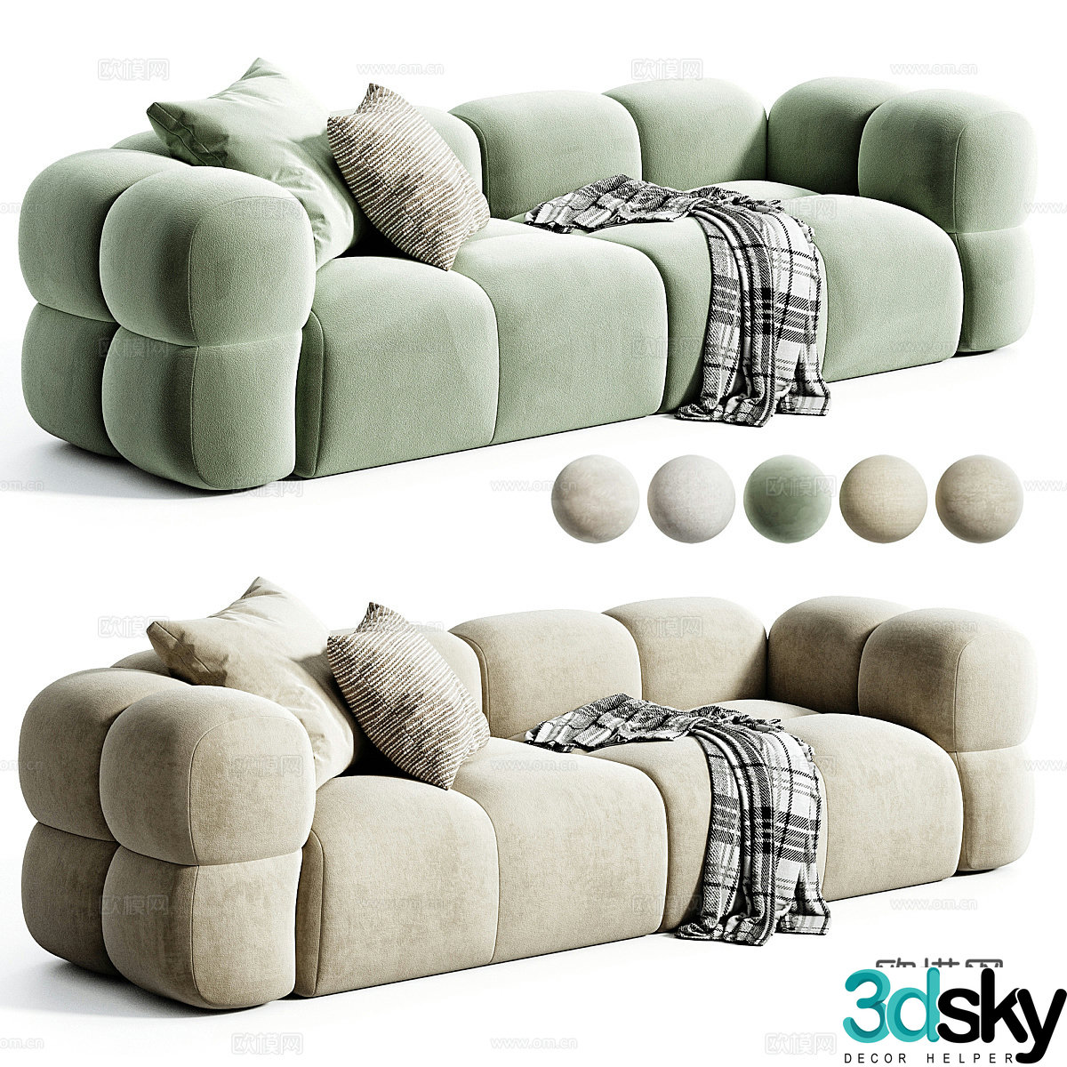 Modern cream style Lorod casual sofa 3d model