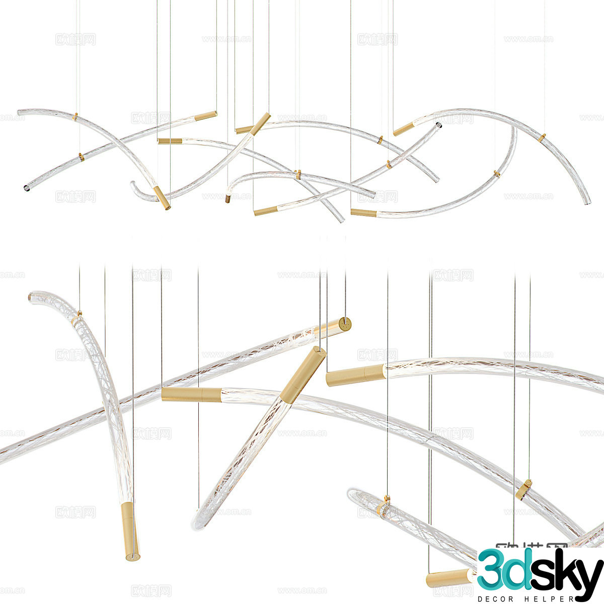 Modern light luxury Bomma Flare decorative chandelier 3d model