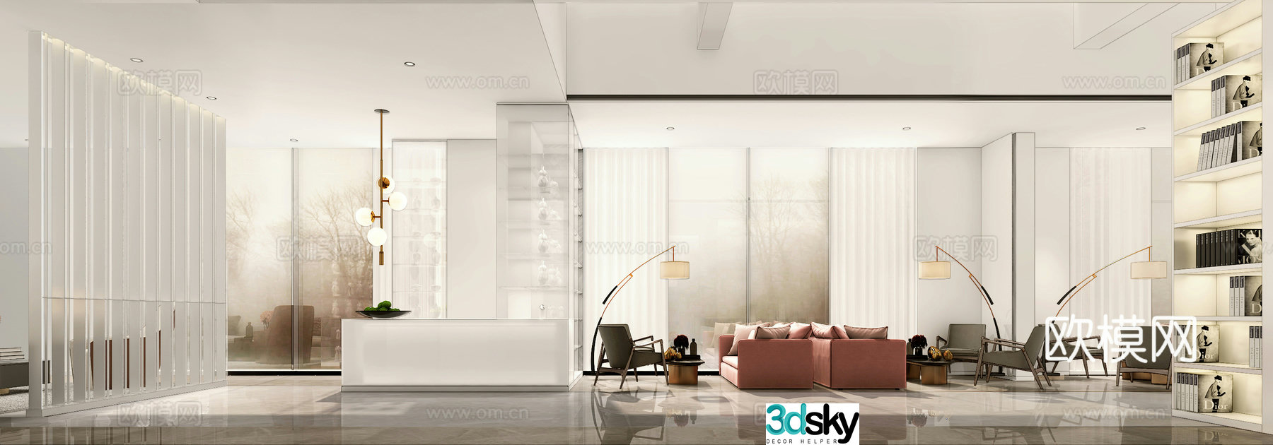 Modern sales office negotiation area sand table area 3D model