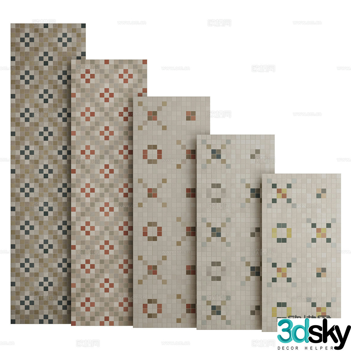 American mosaic parquet tiles 3d model