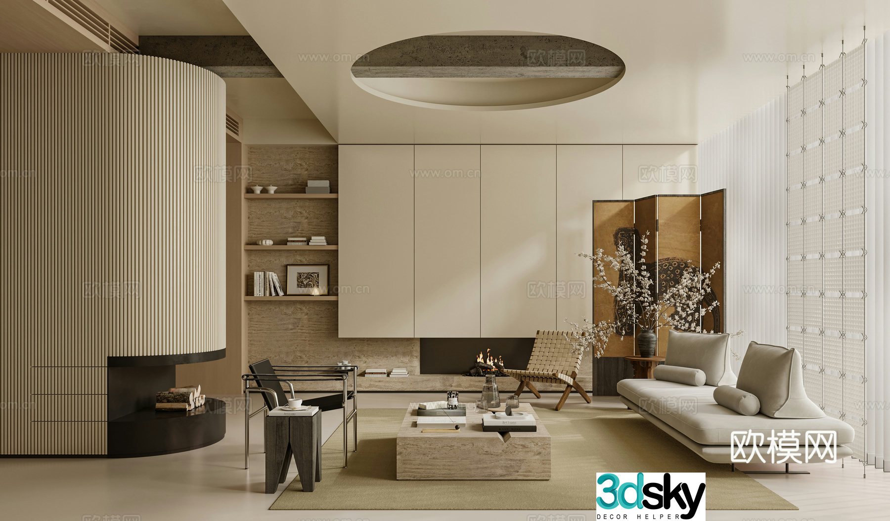 Middle-aged living room 3d model