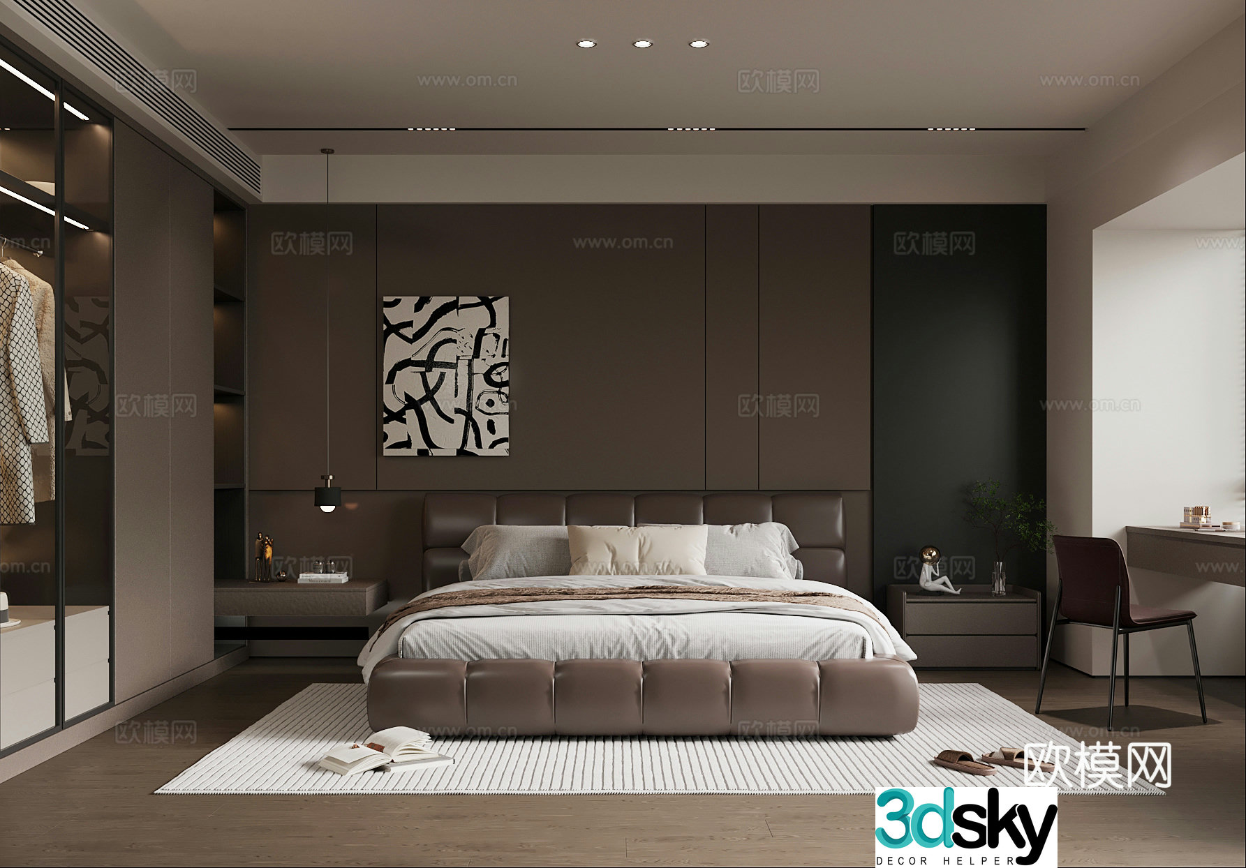 Italian bedroom double bed 3d model