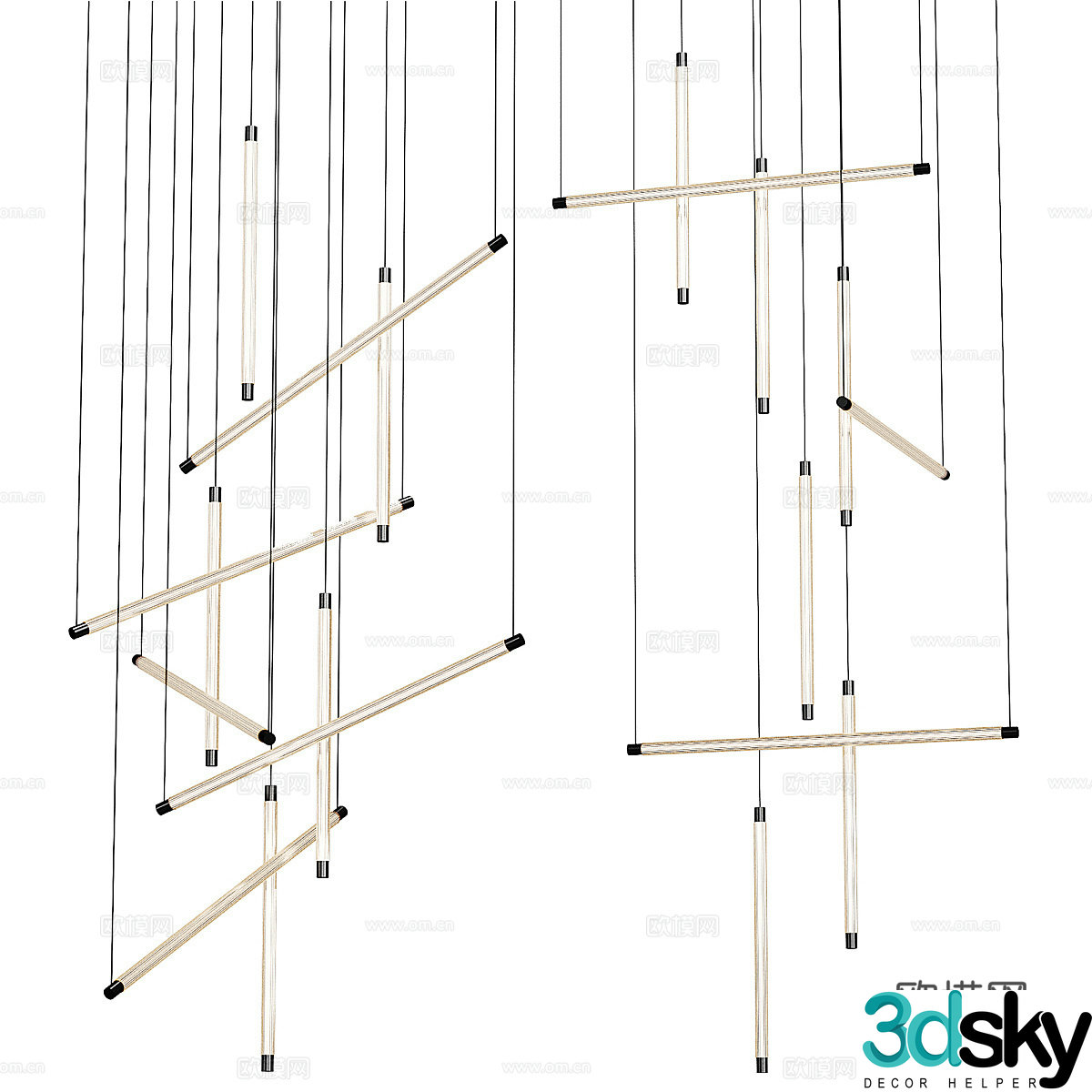 Modern minimalist decorative chandeliers 3d model
