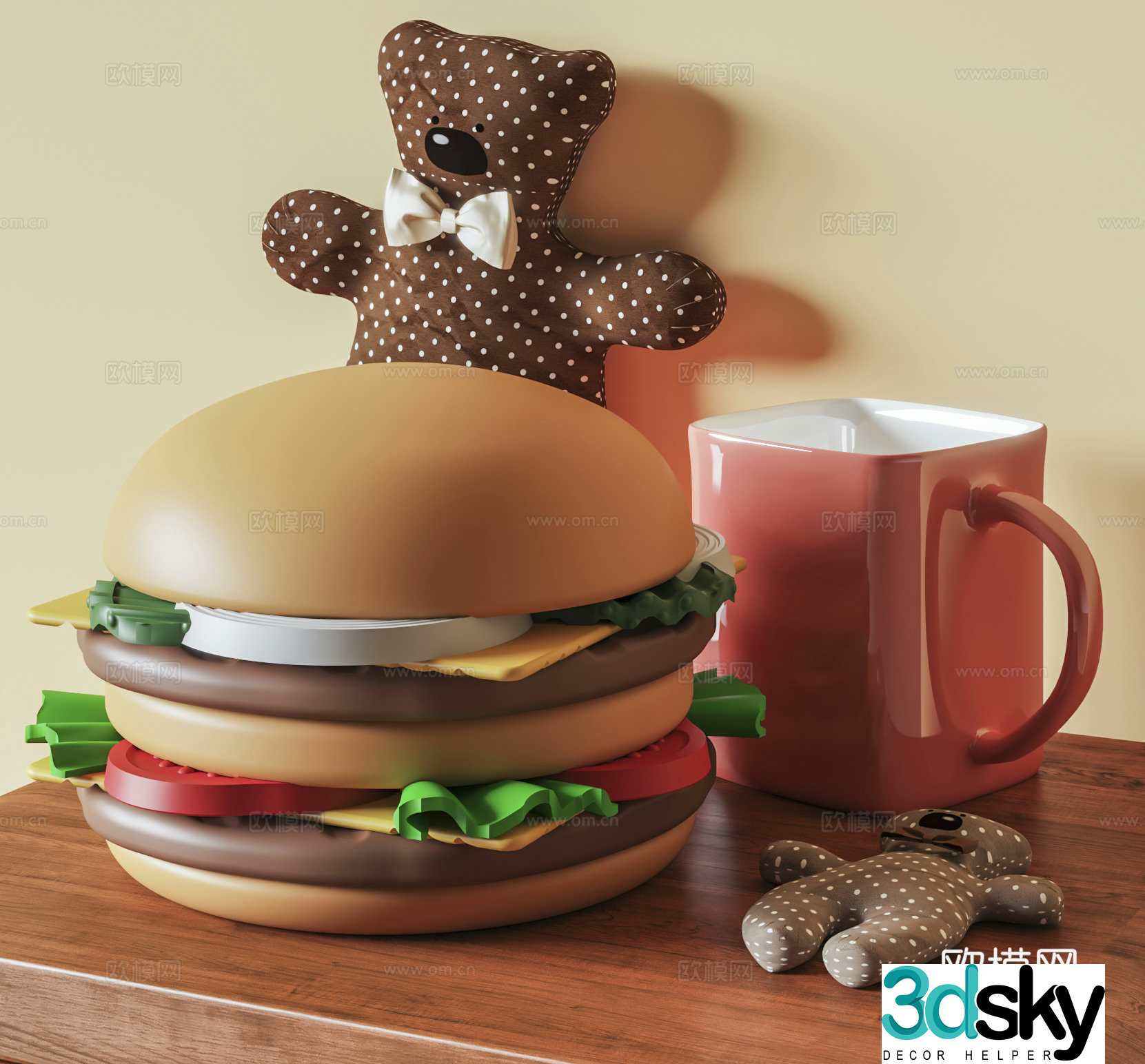 Modern toys Hamburger toys Food toys Cup Bear toys 3d model