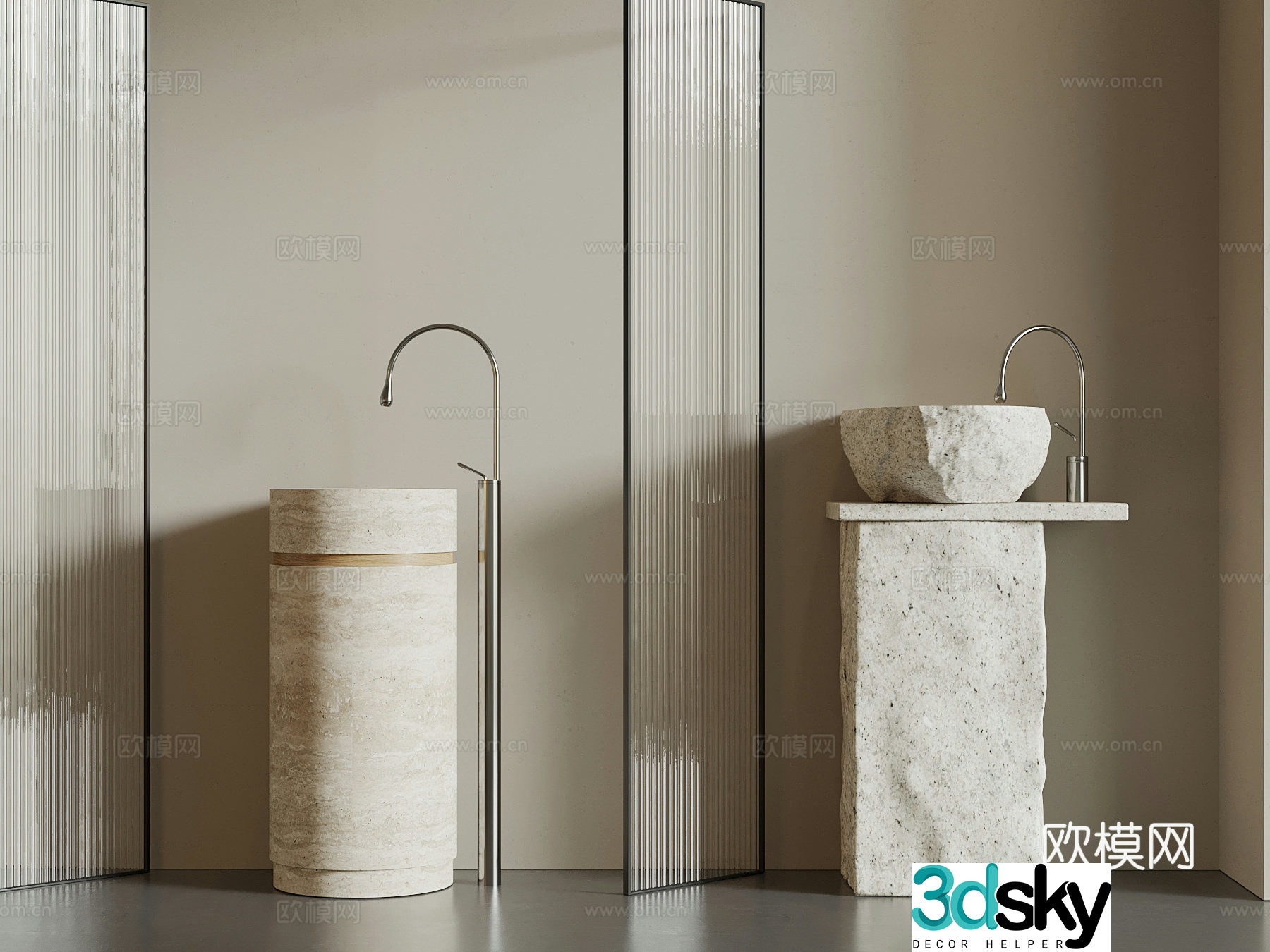 Modern washbasin washbasin column basin 3D model
