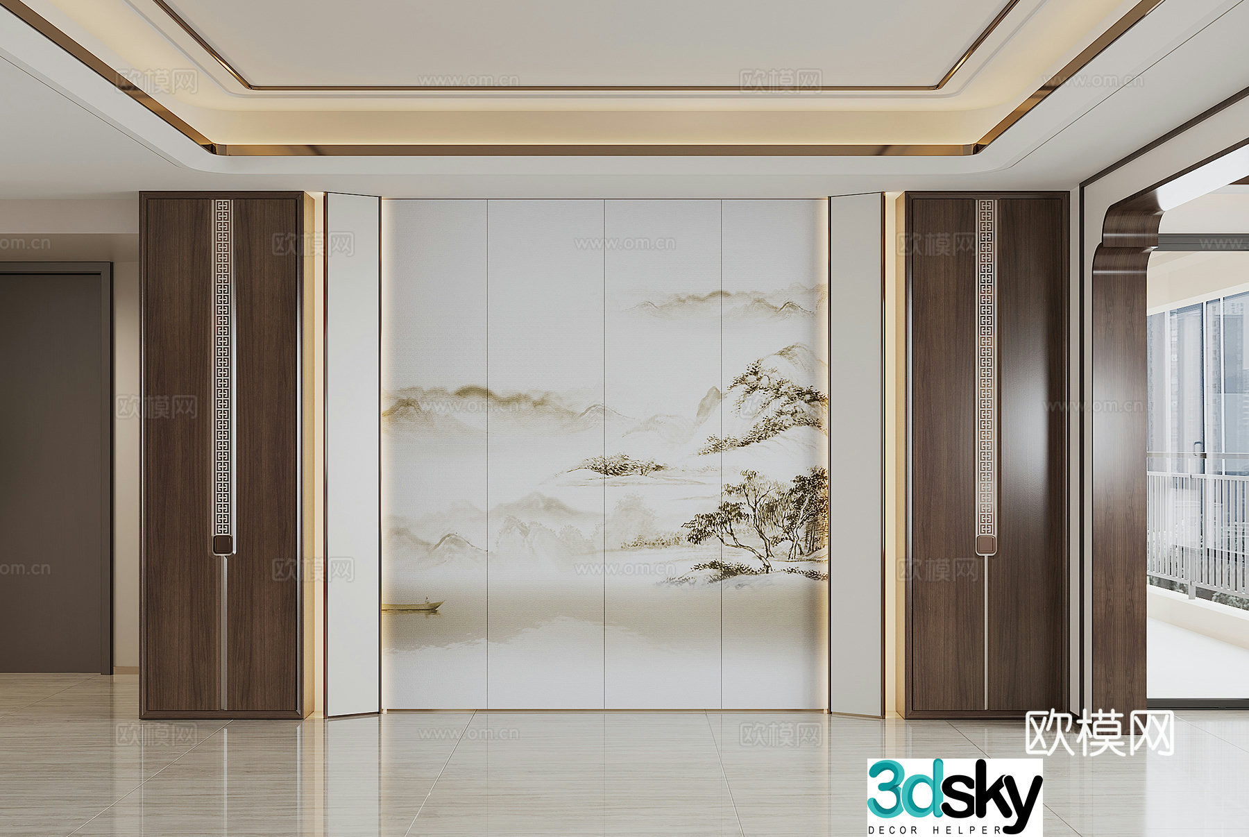New Chinese TV background wall 3D model