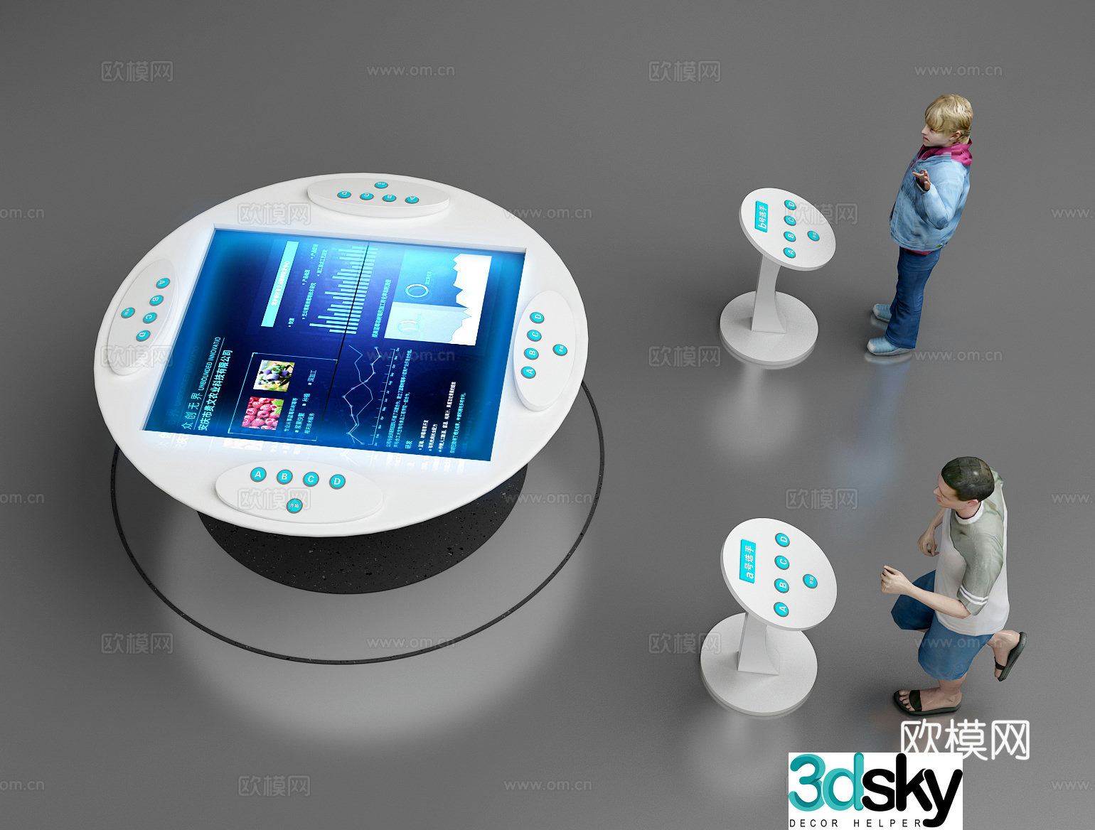 Touch stand Multimedia booth Interactive booth Interactive screen Interactive multimedia 3D model