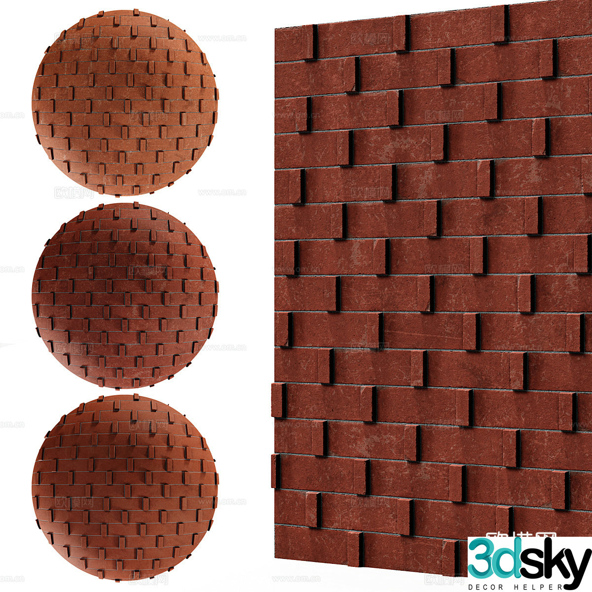 Structural bricks Red brick Cement brick 3D model
