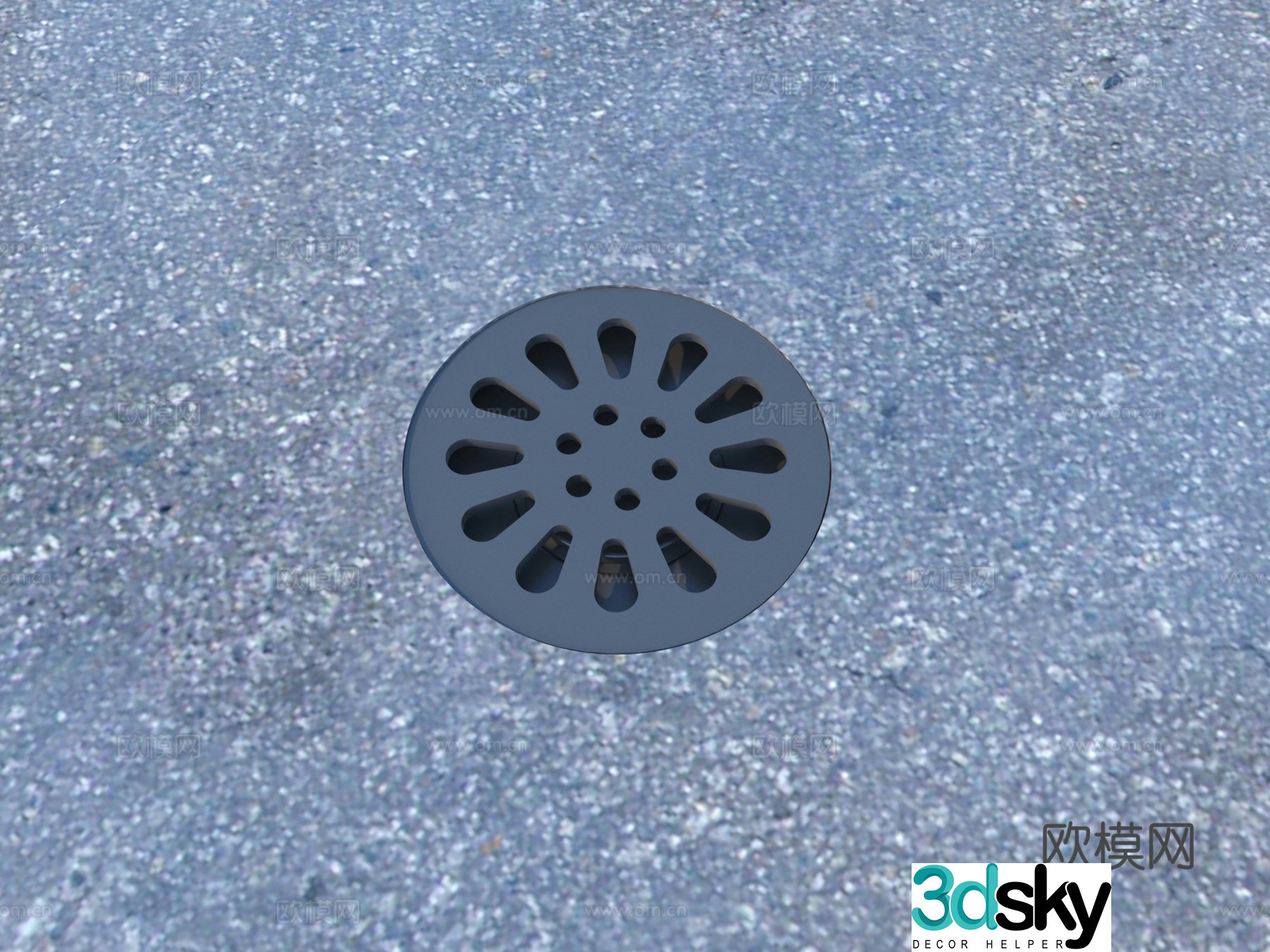 Manhole cover Sewer drain outlet Sewage outlet Outdoor sketch 3D model