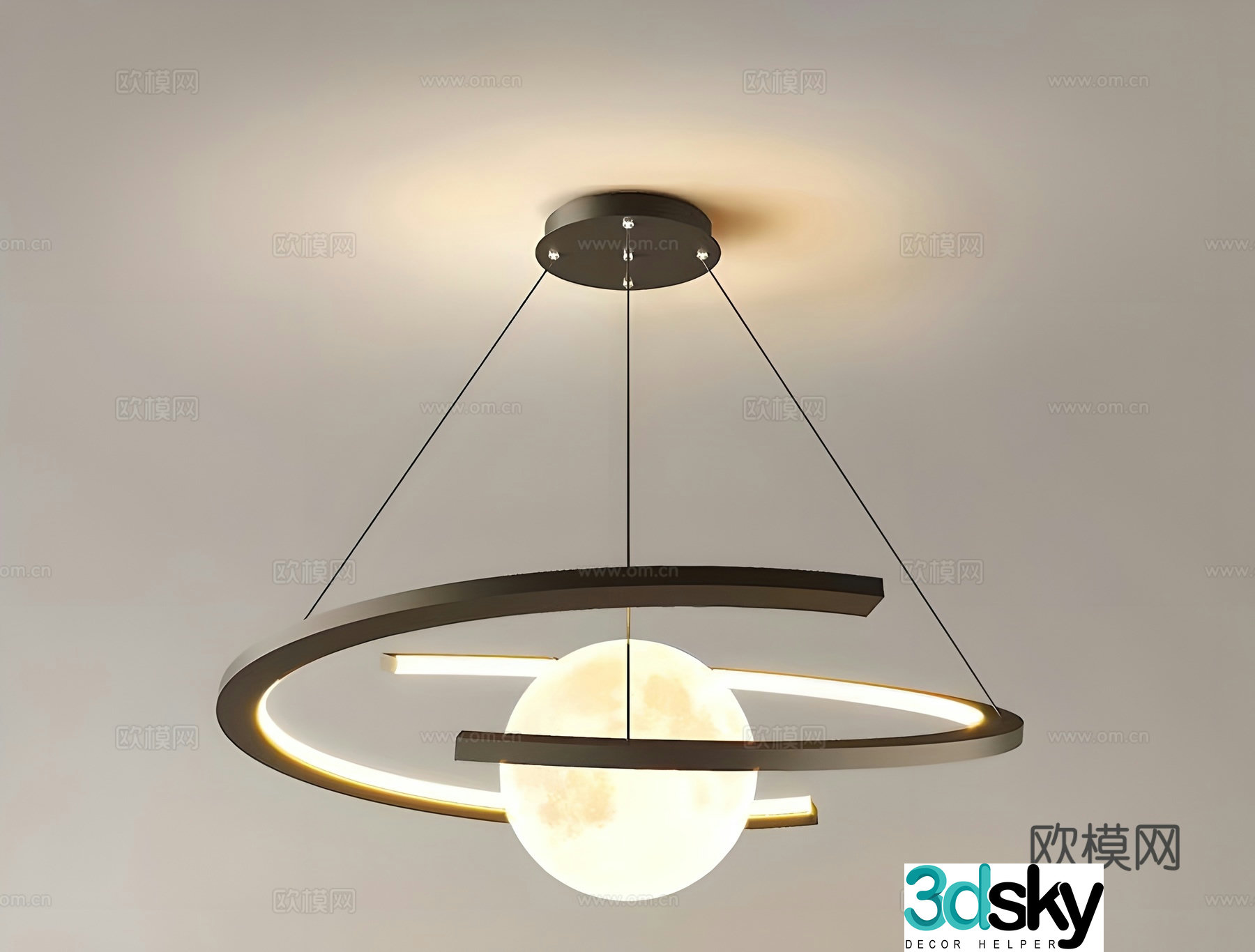 Modern ring chandelier decorative lamp 3d model