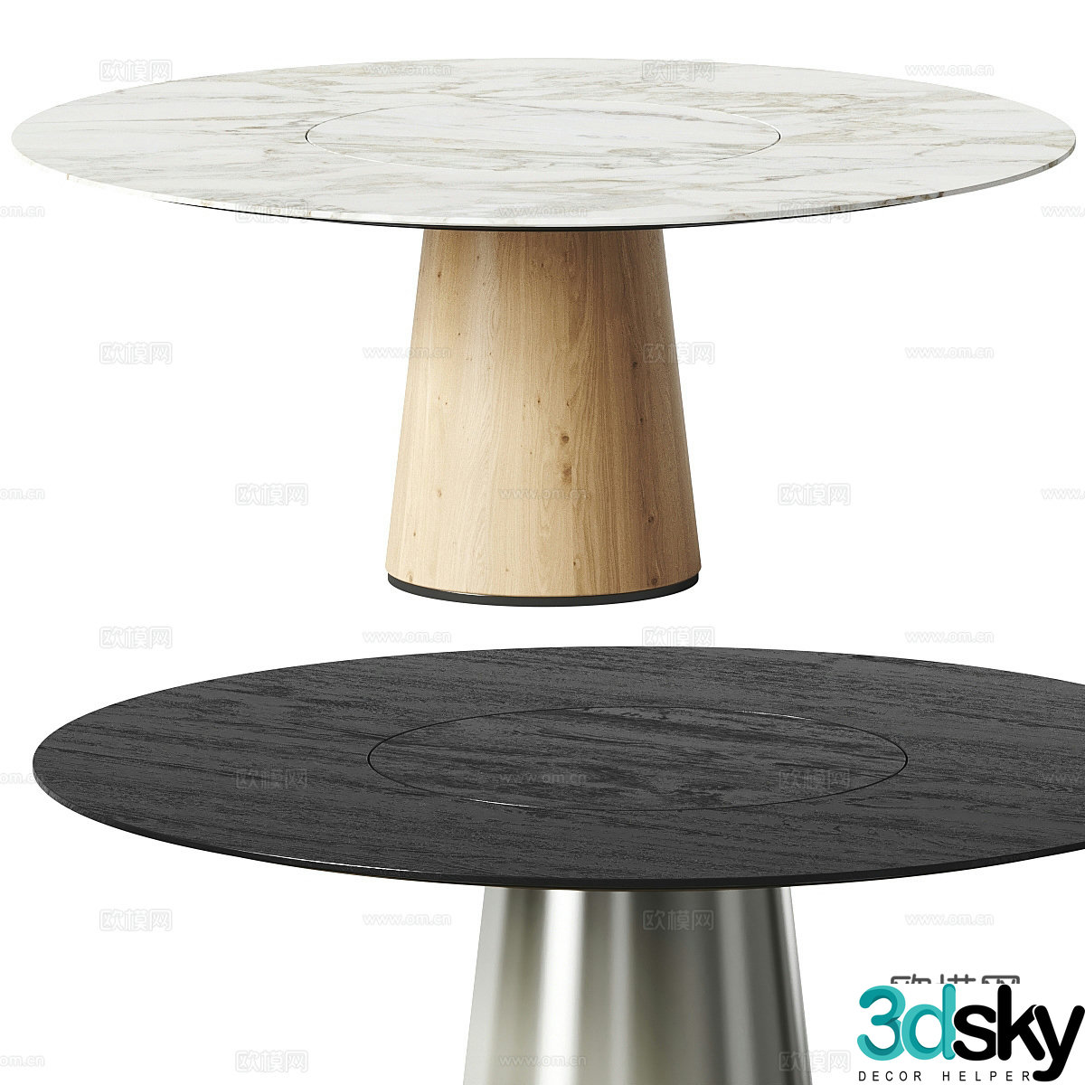 Modern light luxury minimalist rock slab dining table 3D model