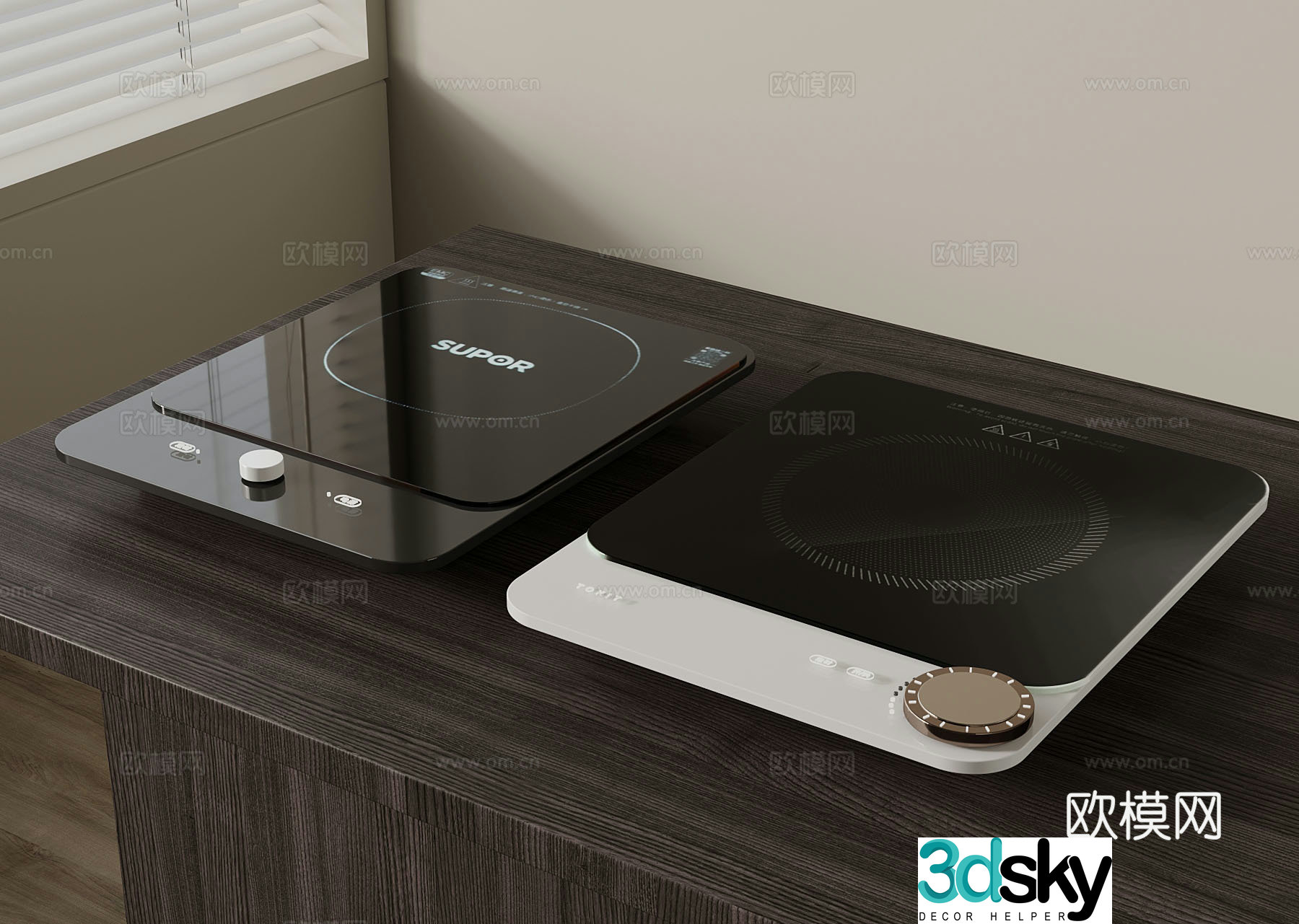 Modern intelligent induction cooker 3D model