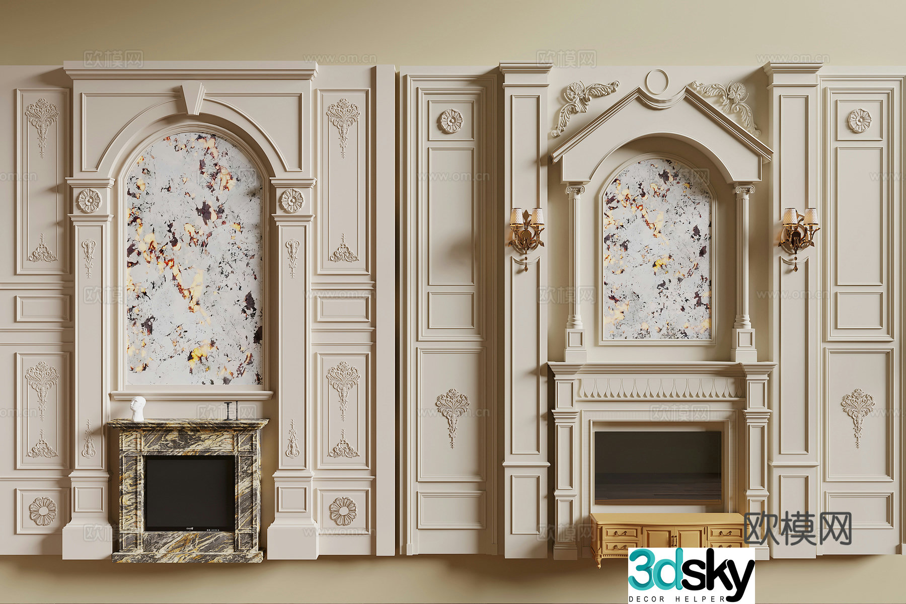 French TV background wall 3d model