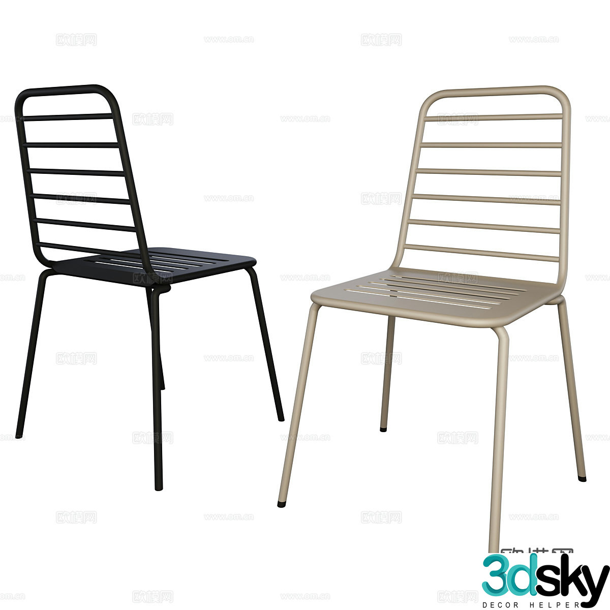 Modern minimalist stainless steel chair 3d model