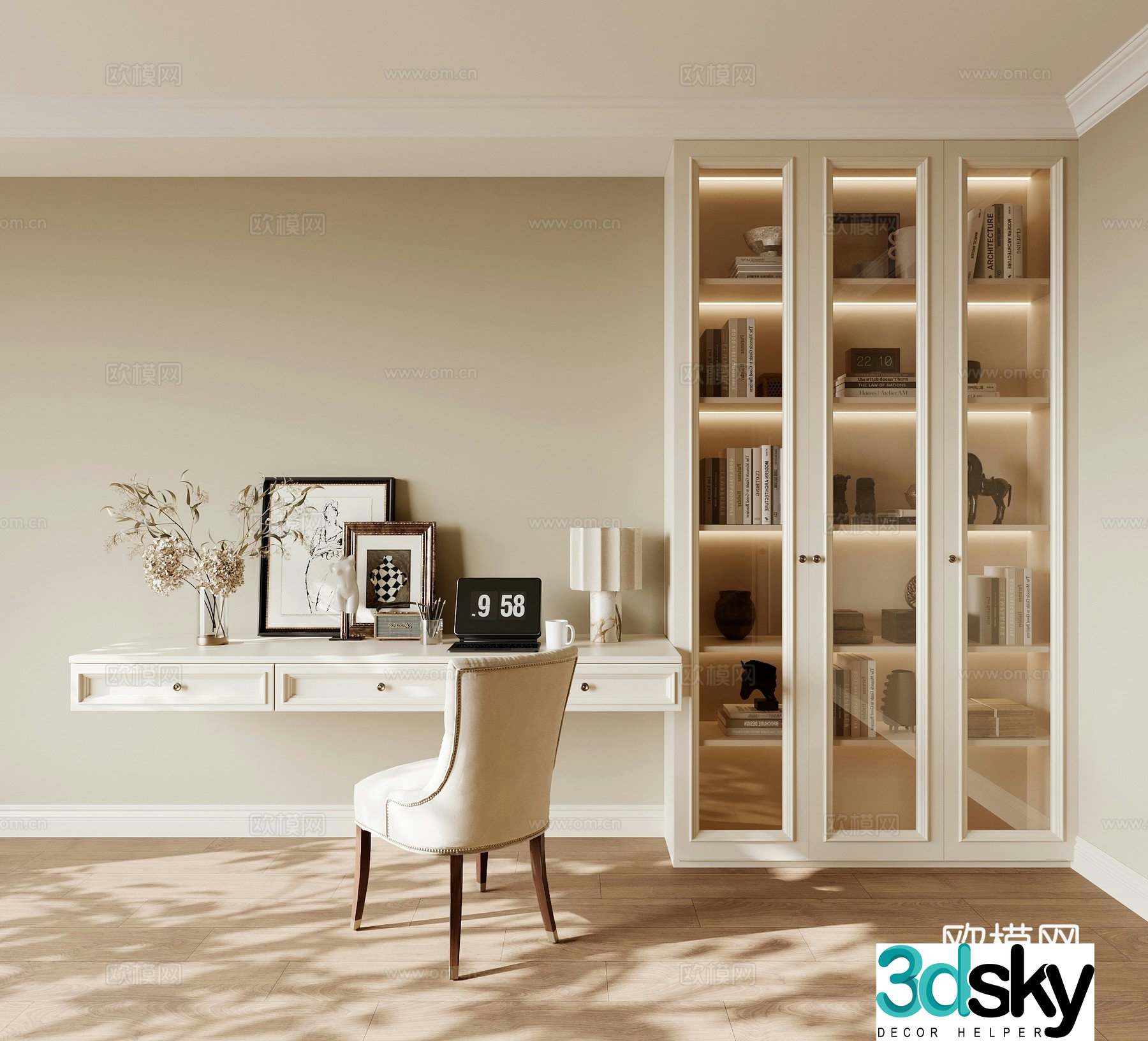 Modern American study 3D model
