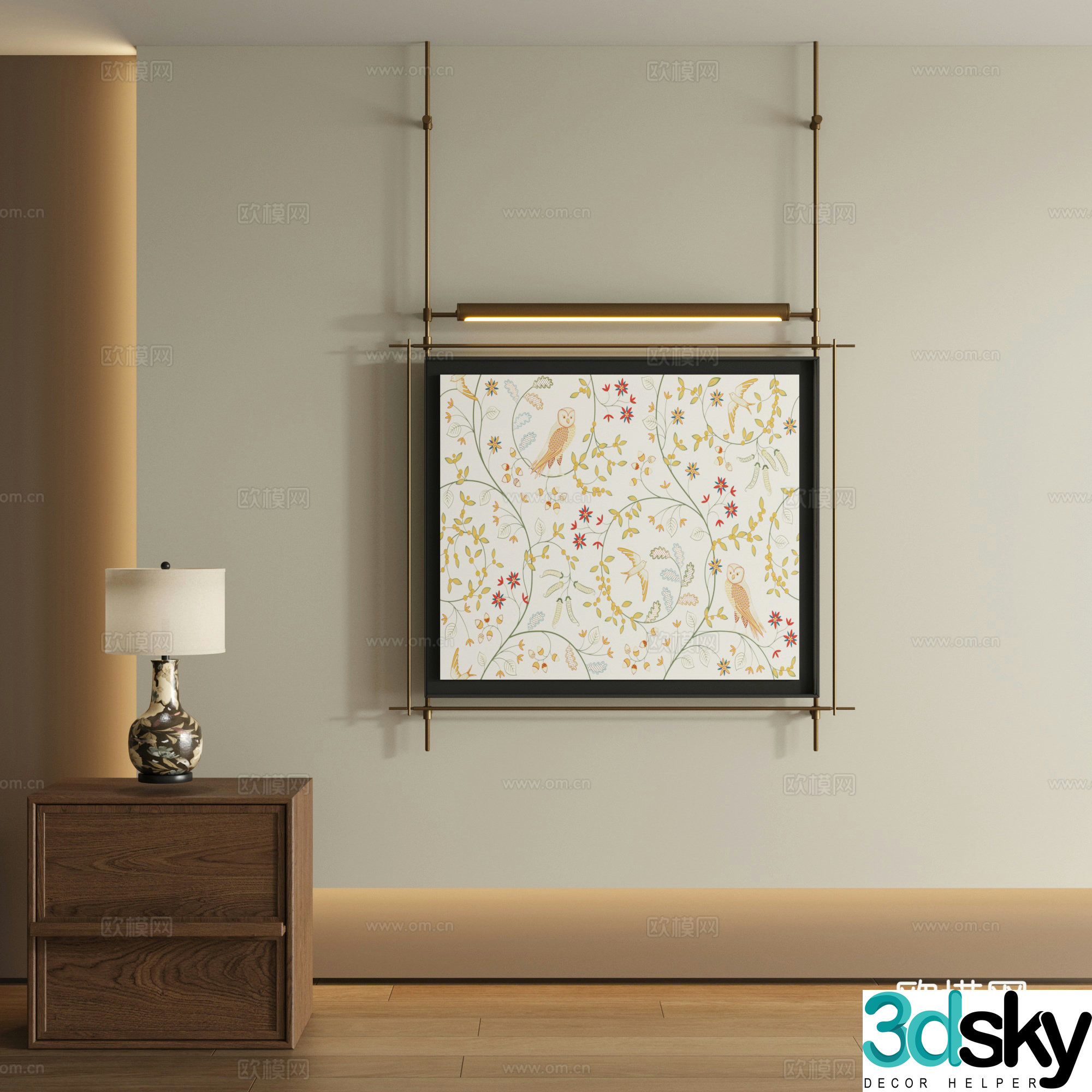 Modern boom decorative painting 3d model