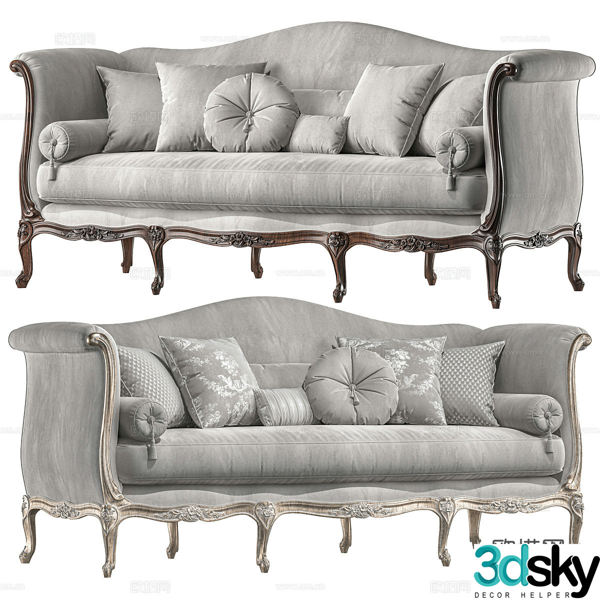 French Christie Serpertine Fabric Sofa 3D Model