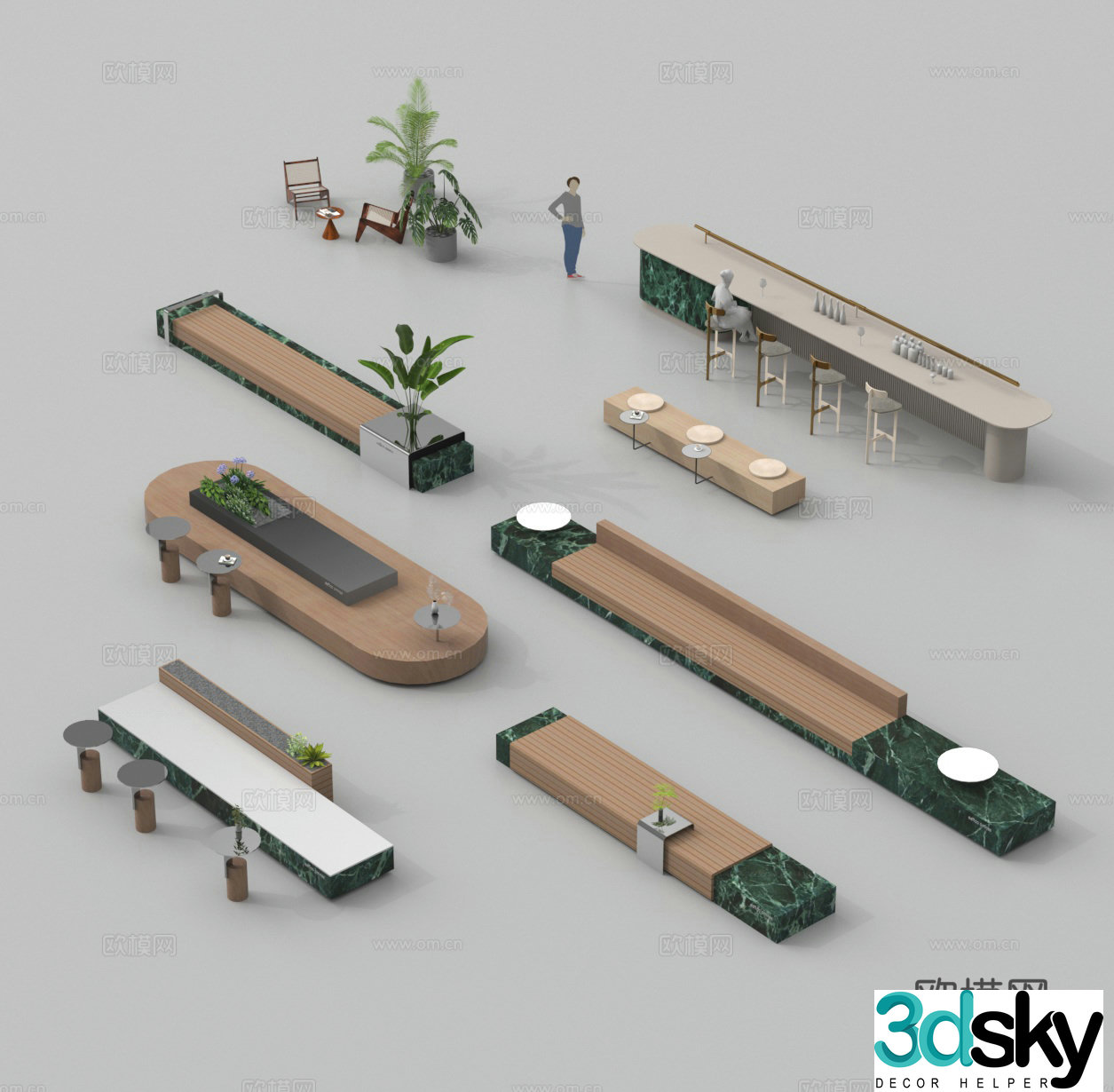 Outdoor chair Landscape seat Landscape bench Public seat Park chair 3d model
