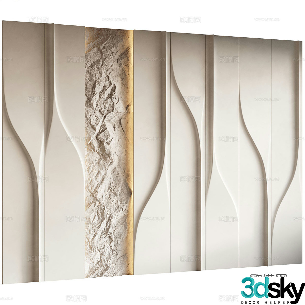 New Chinese style wasabi background wall 3D model