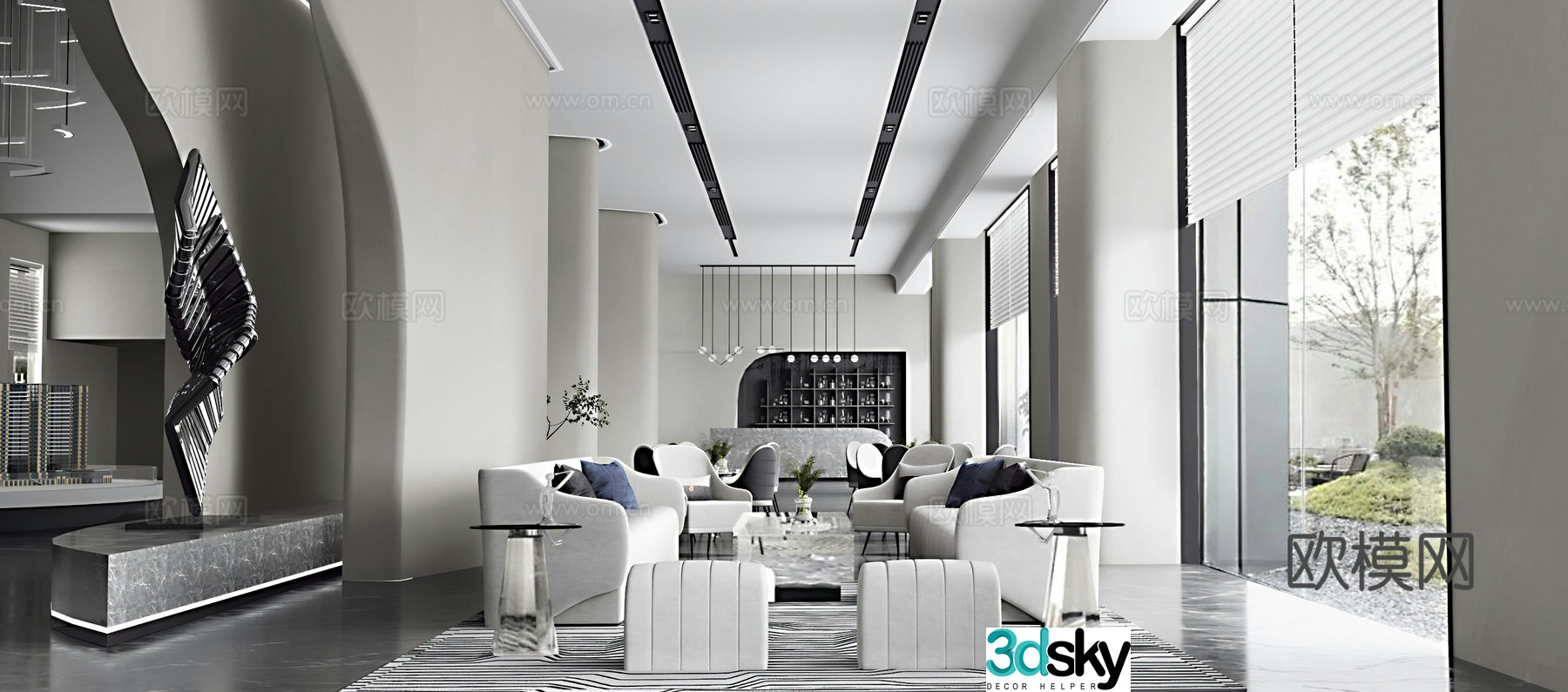 Modern sales office Sales office Hatan District Leisure tables and chairs Cafe Company Water bar 3D model