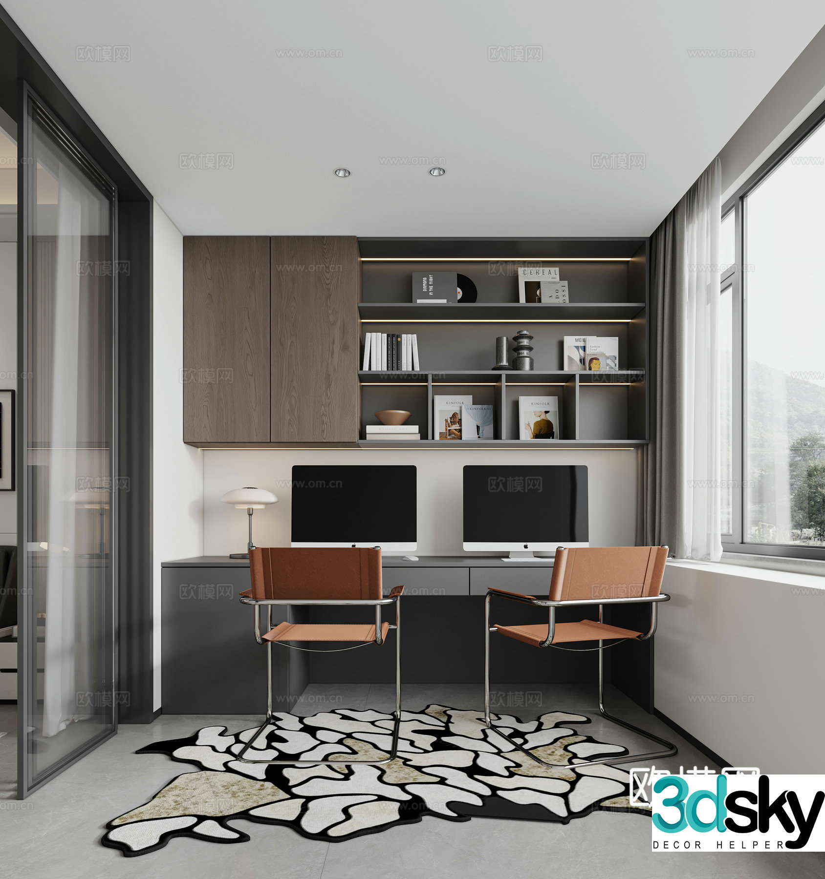 Modern Italian study computer room 3D model