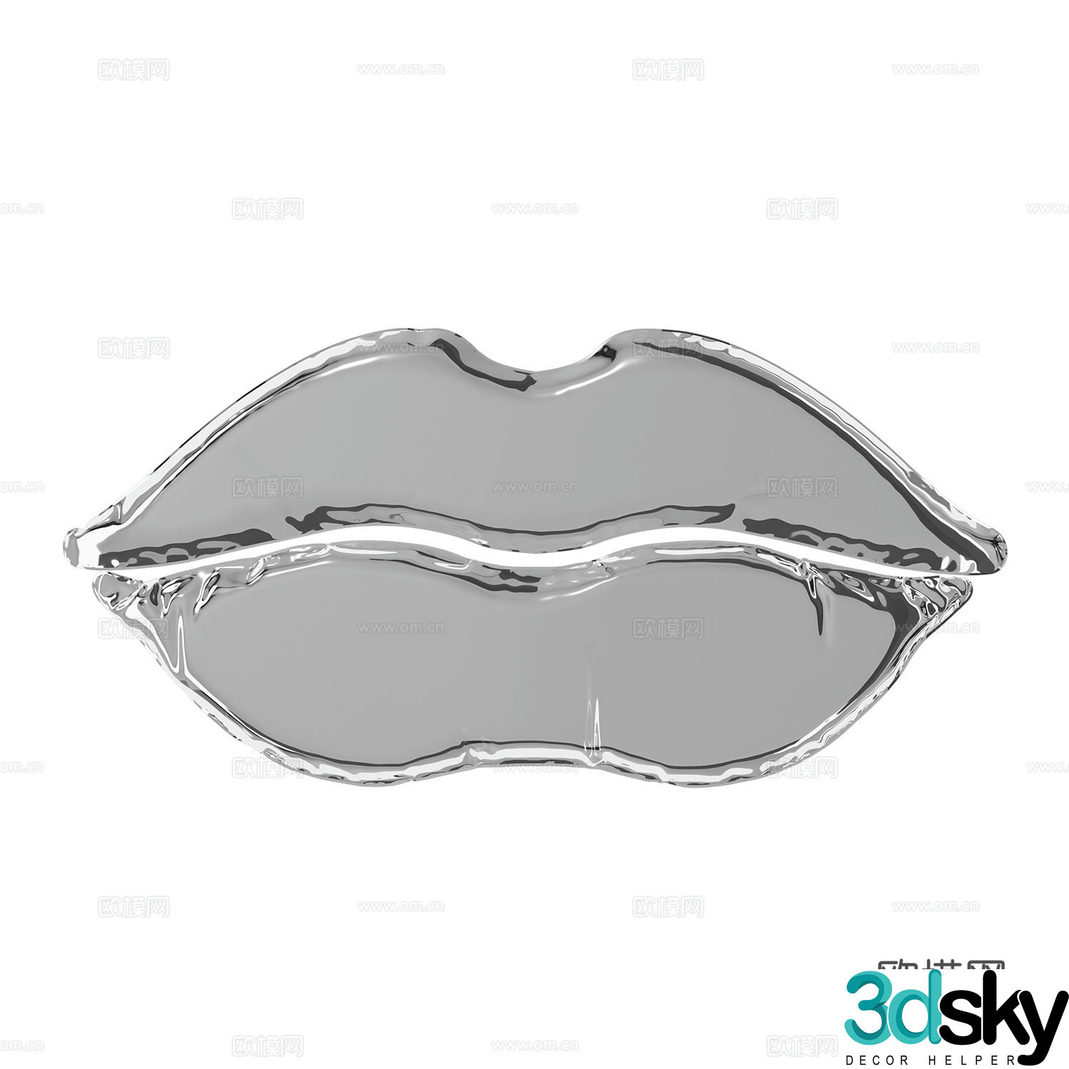 Modern minimalist stainless steel lip print decorative mirror 3d model