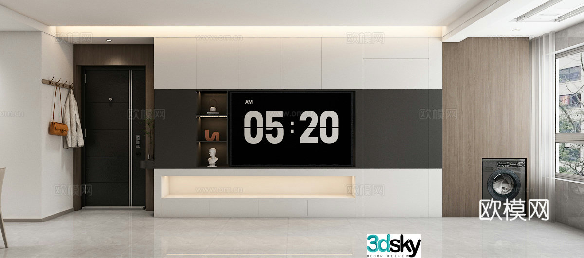 Modern minimalist living restaurant 3d model