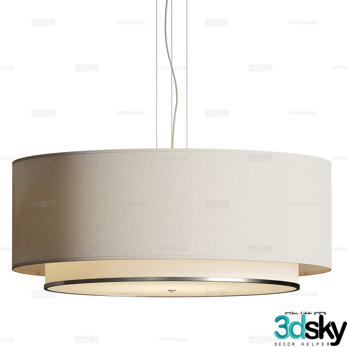 New Chinese AFX Dayton Dimming Fabric Chandelier 3D Model