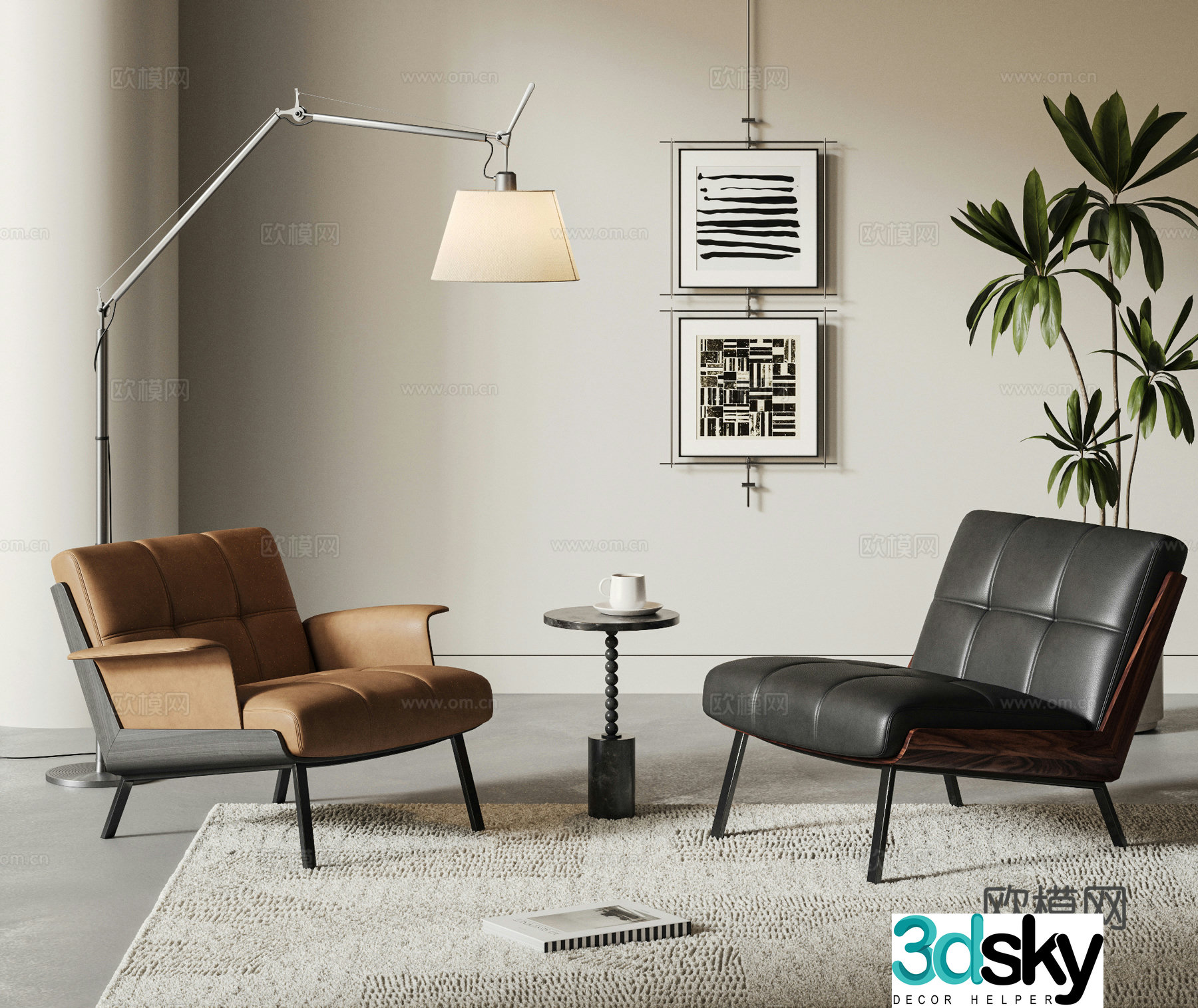 MINOTTI modern casual sofa 3d model