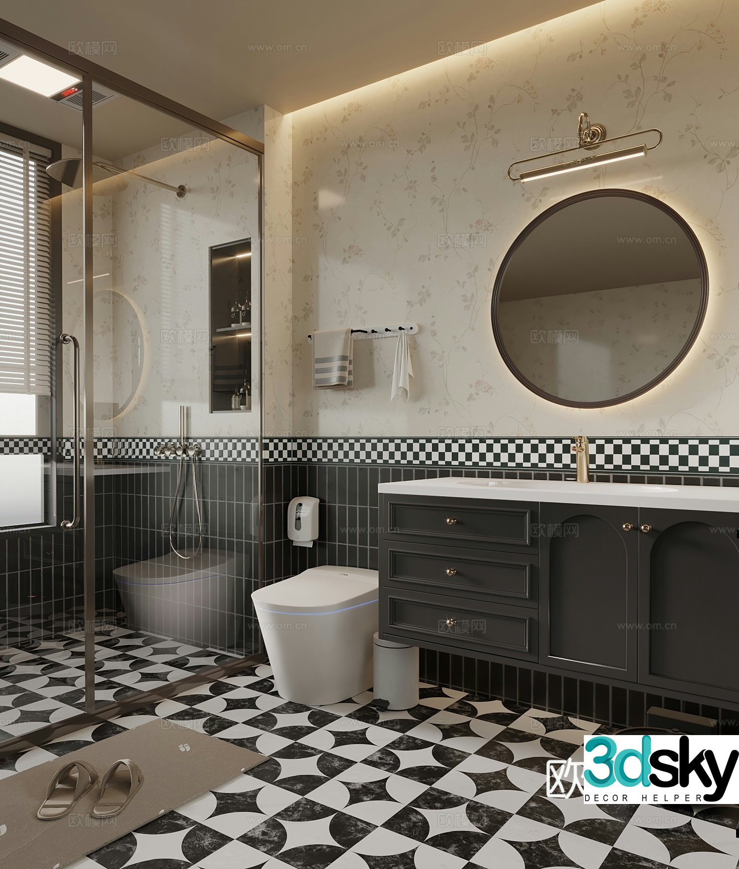 French bathroom bathroom cabinet toilet 3d model