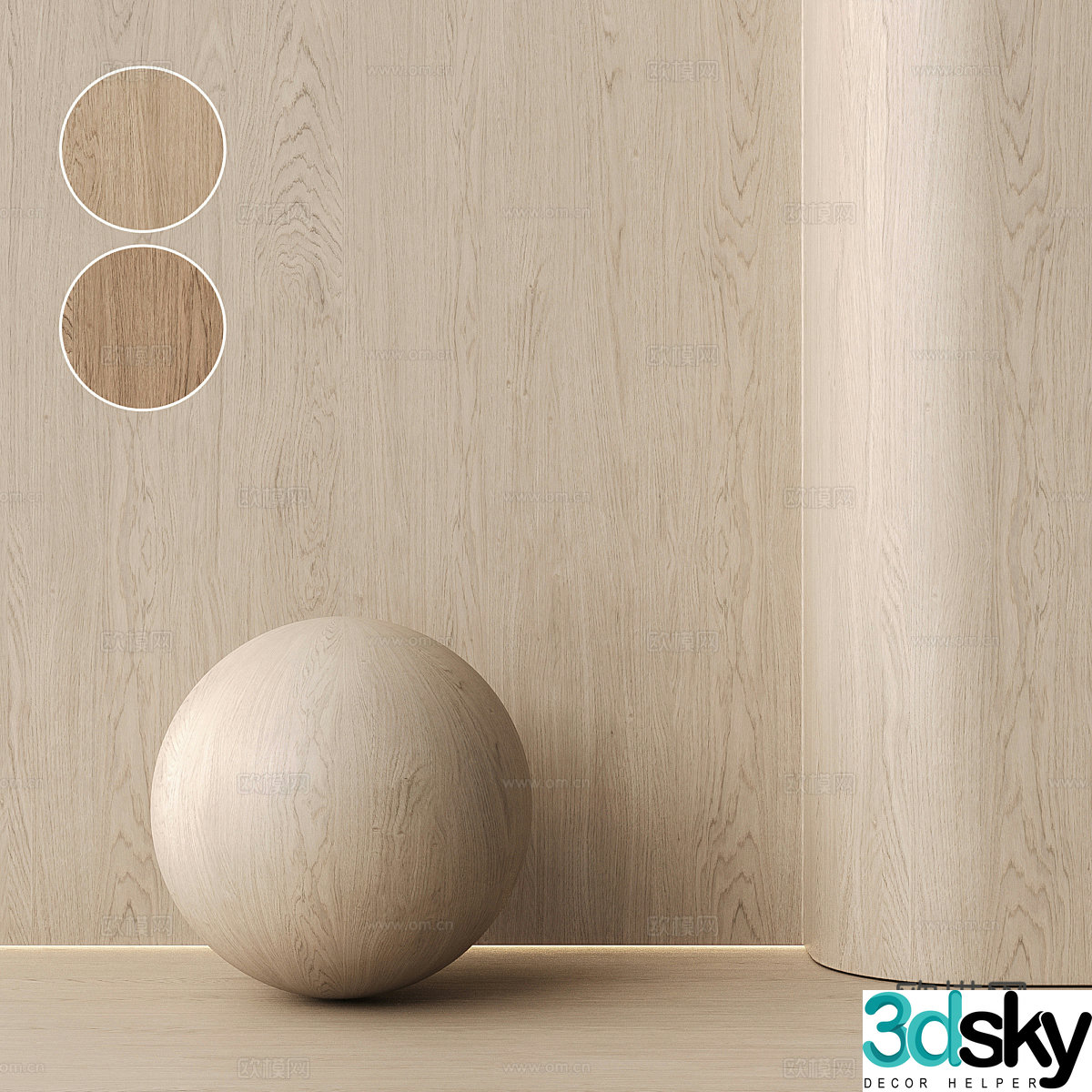 Oak wood finish material 3d model