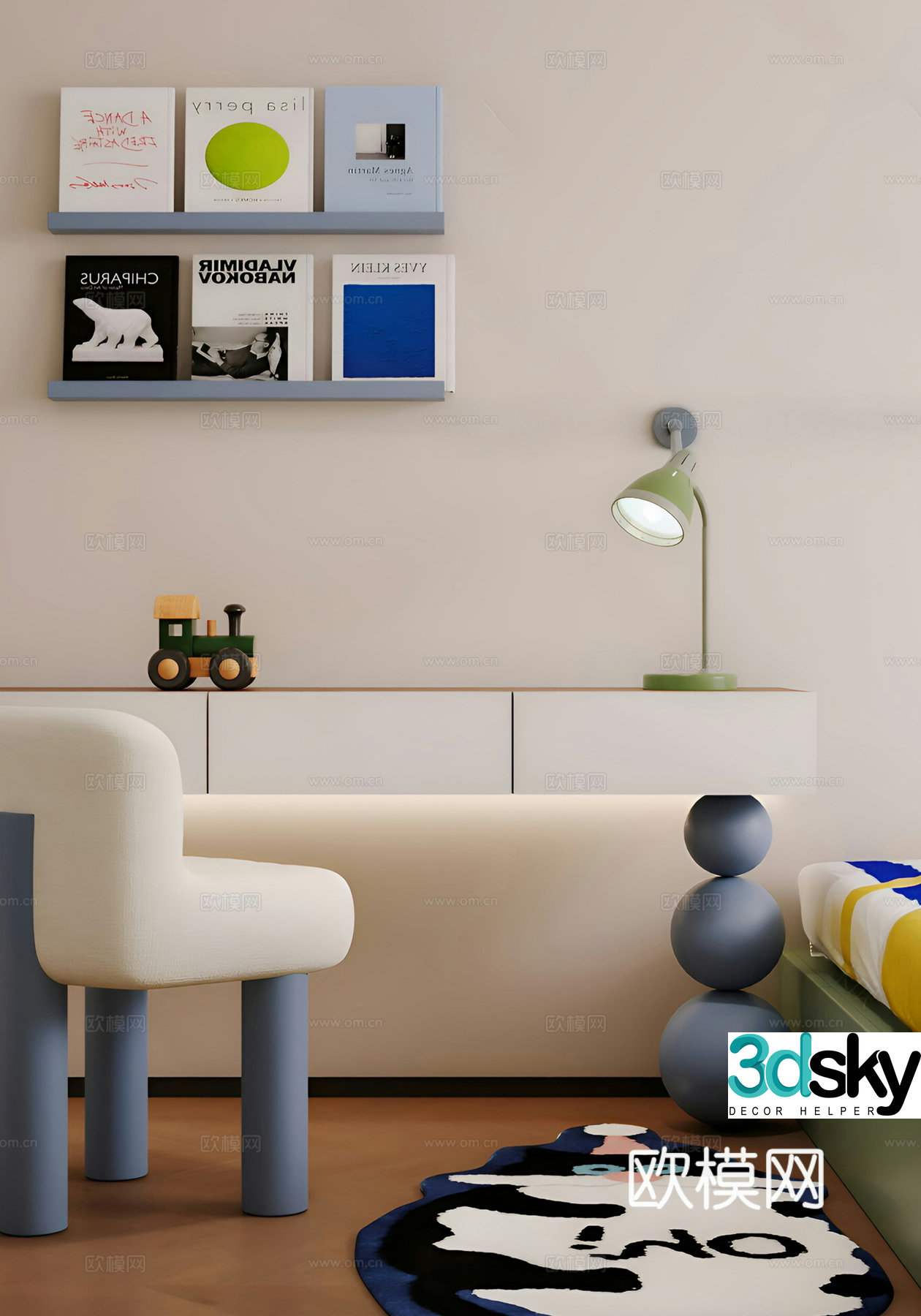 Modern study dopamine children’s room study 3D model