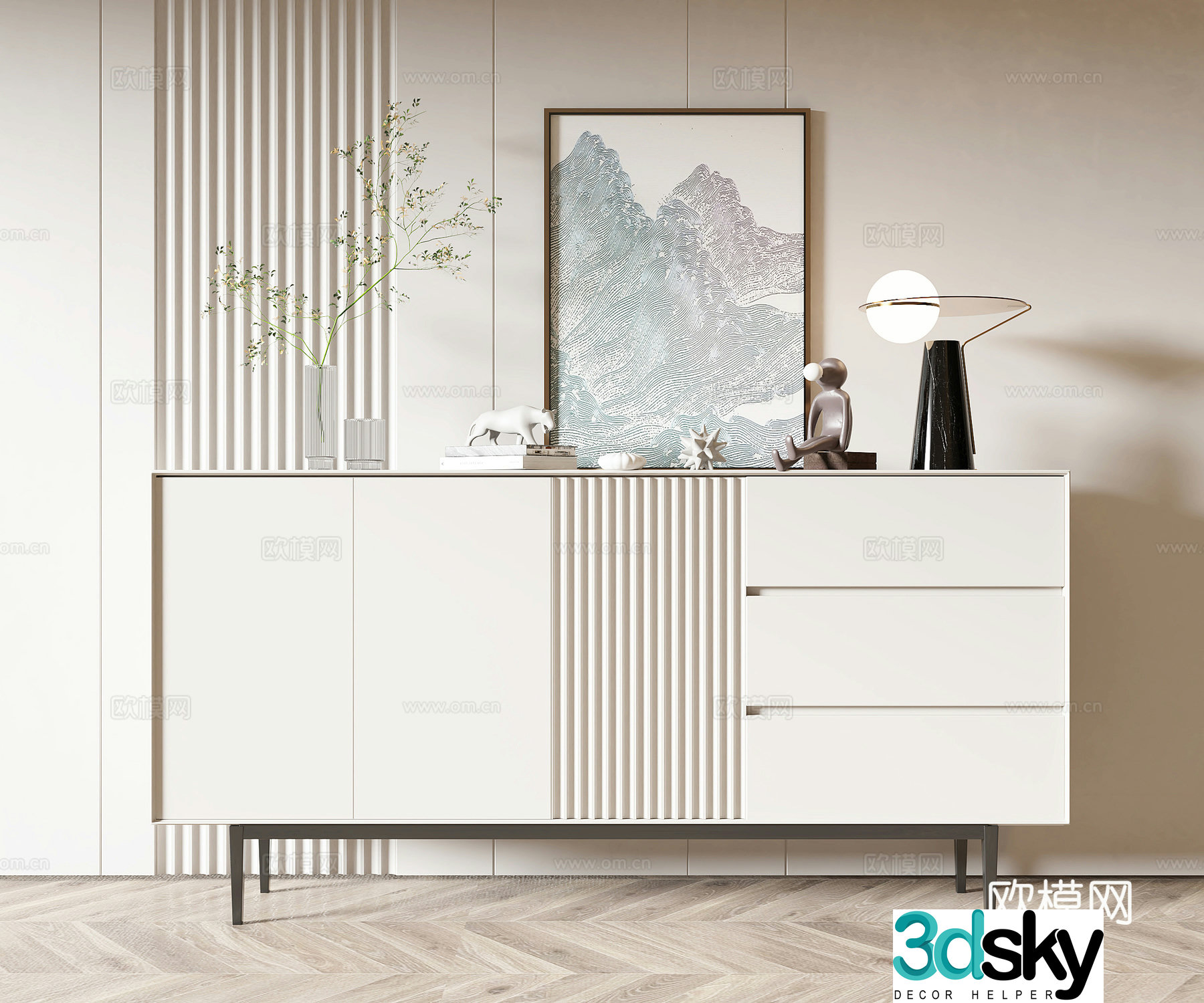 Modern side cabinet entrance cabinet 3D model