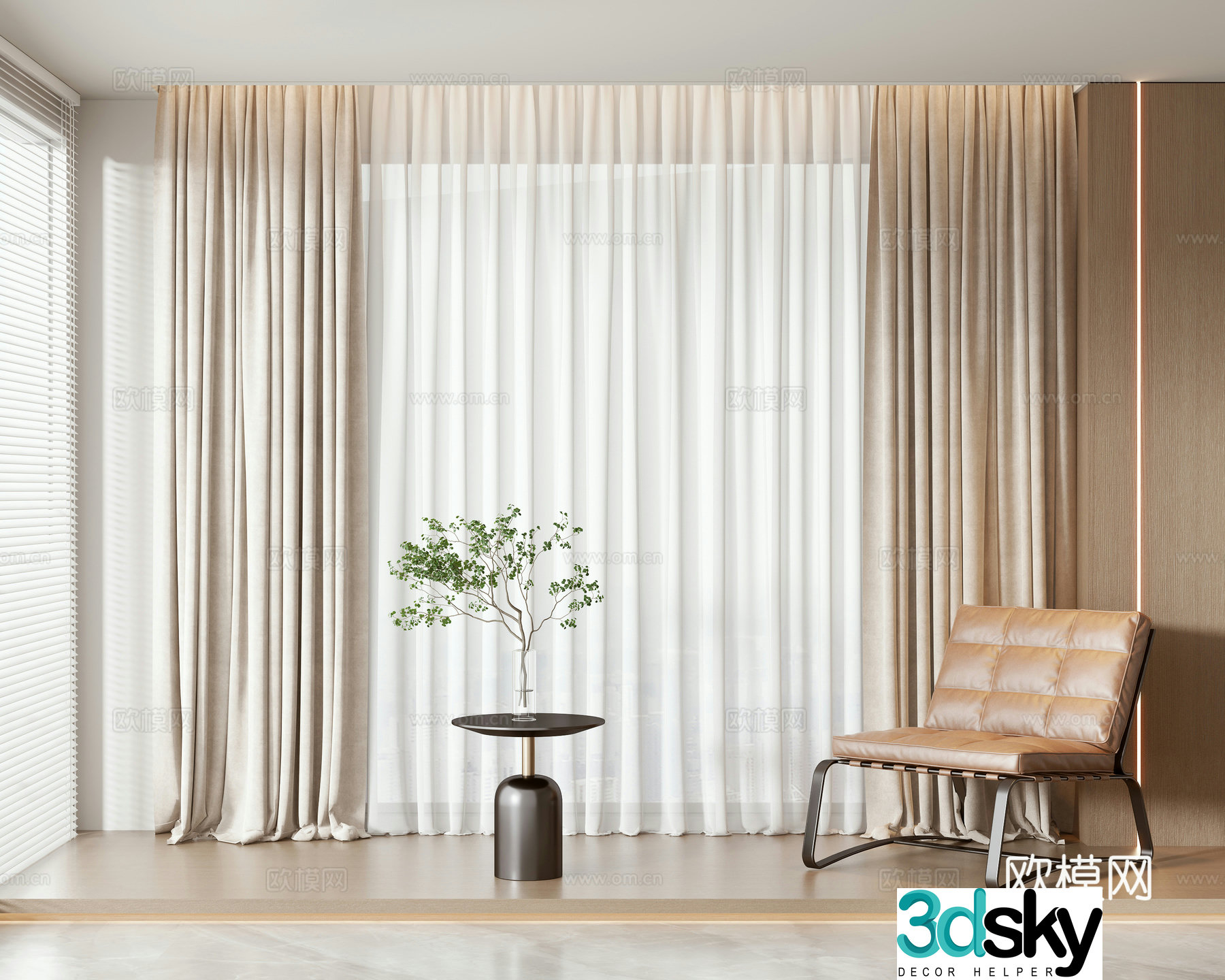 Modern curtain 3d model