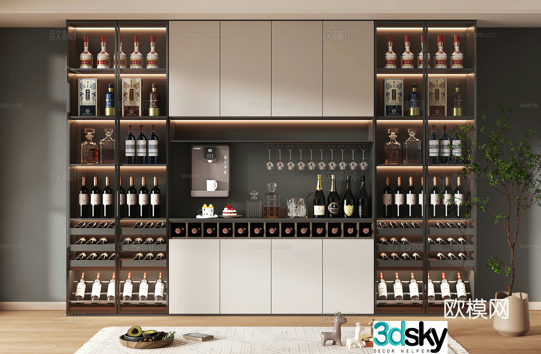 Wine cabinet design Wine cabinet red wine cabinet bar wine cabinet partition wine cabinet 3D model