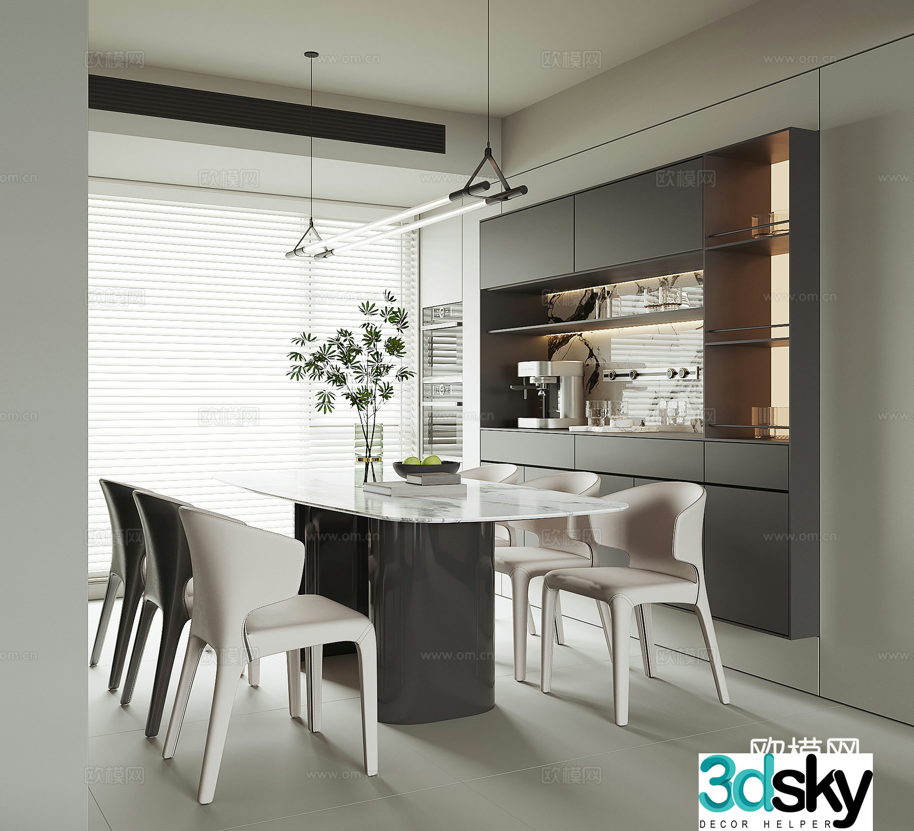 Modern home restaurant 3d model