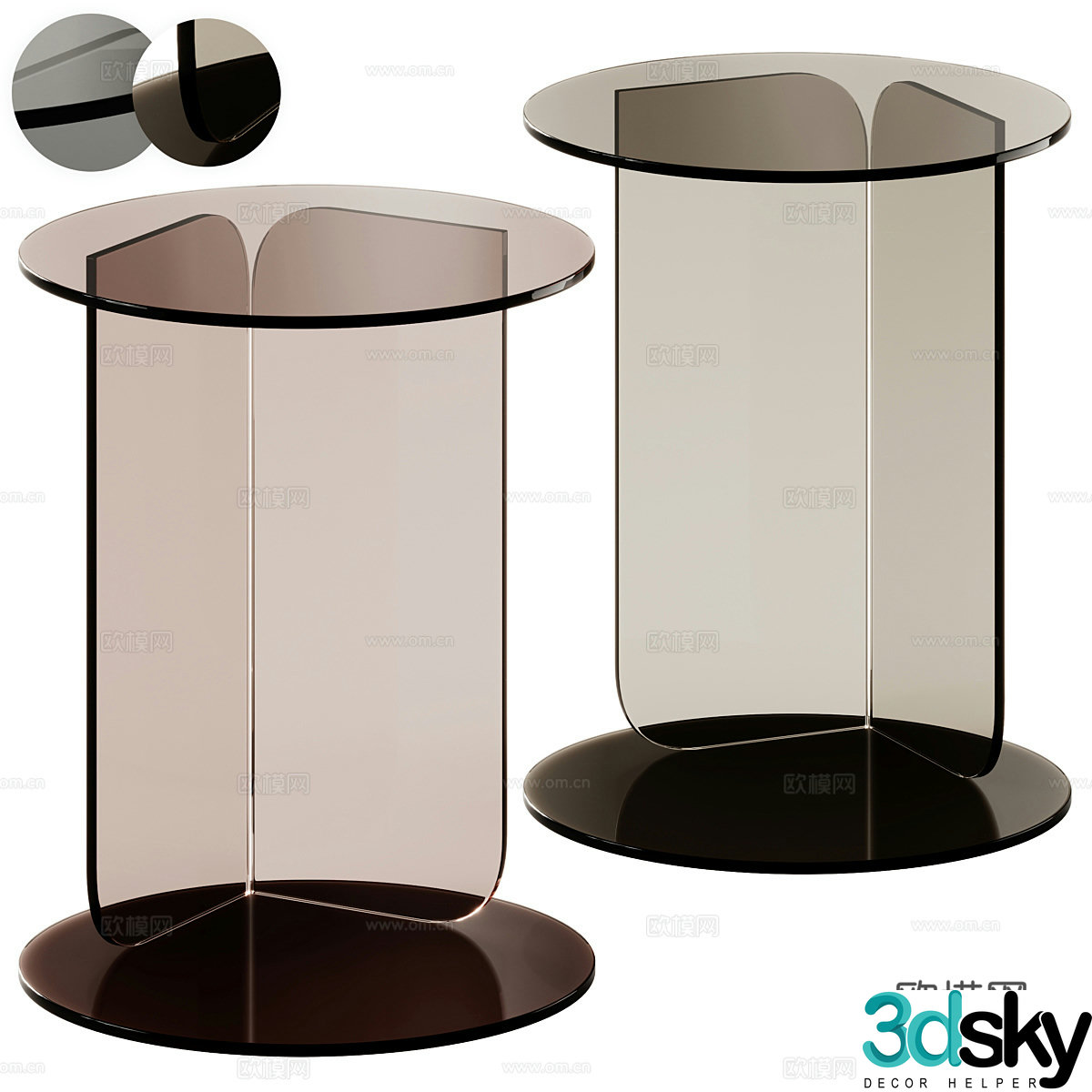 Modern minimalist glass side table 3D model